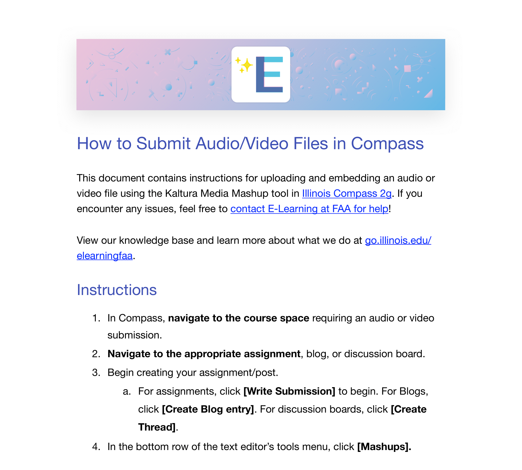 document on submitting audio and video files in Compass part 1