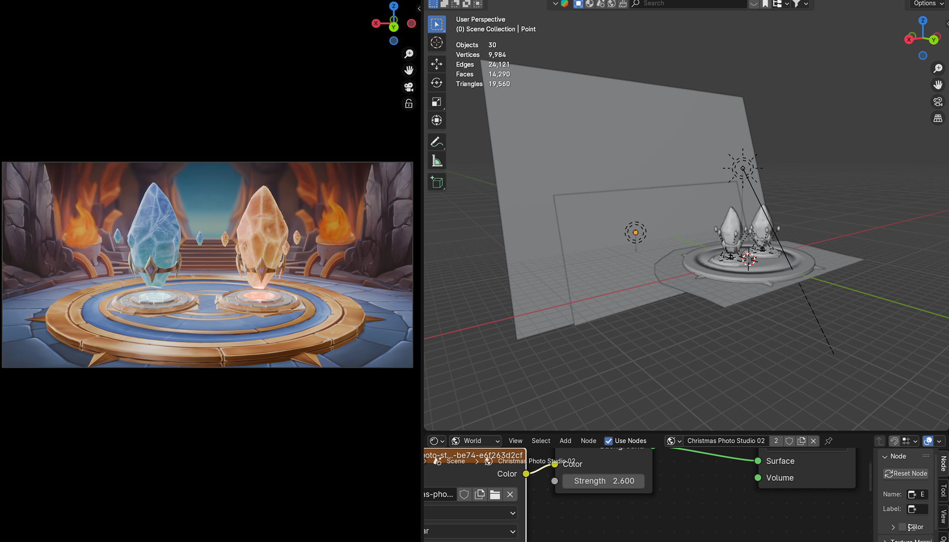 half 2d/3d scene in blender