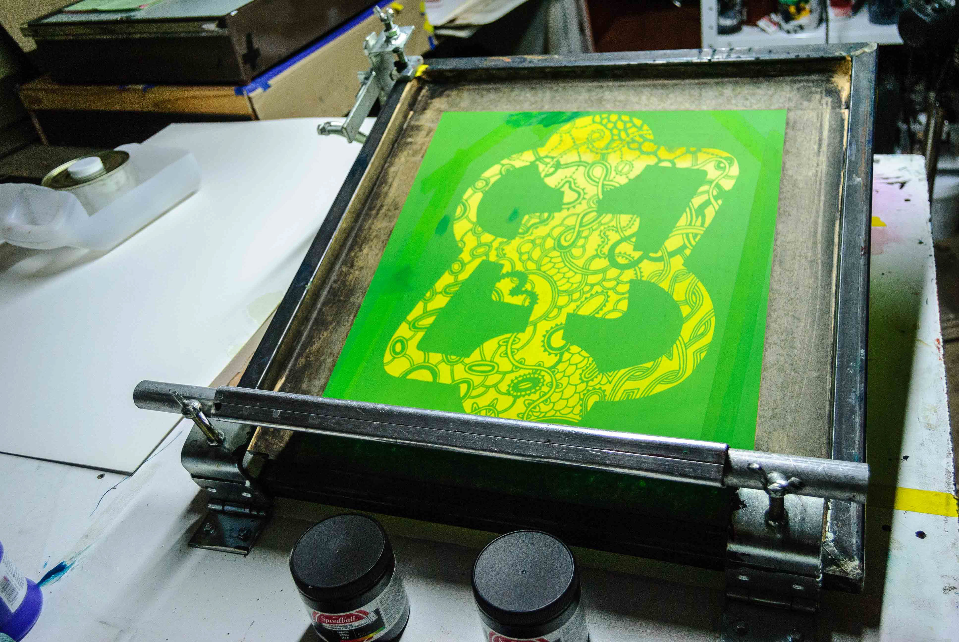View of silkscreen setup