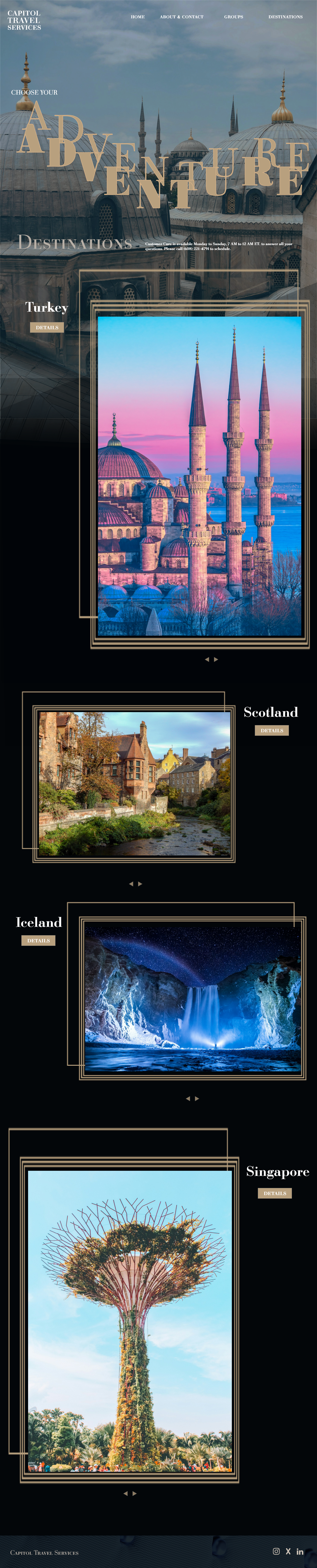 Desktop Destinations page