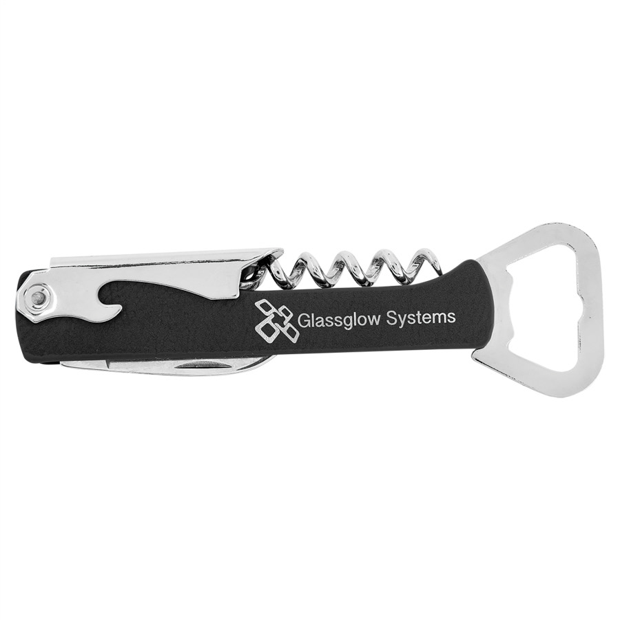 Black/ Silver Leatherette Corkscrew- $12.00 USD