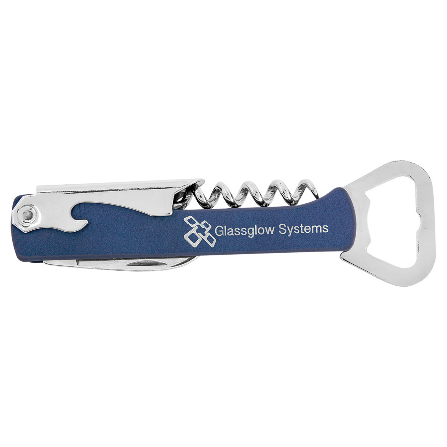 Blue/ Silver Leatherette Corkscrew- $12.00 USD