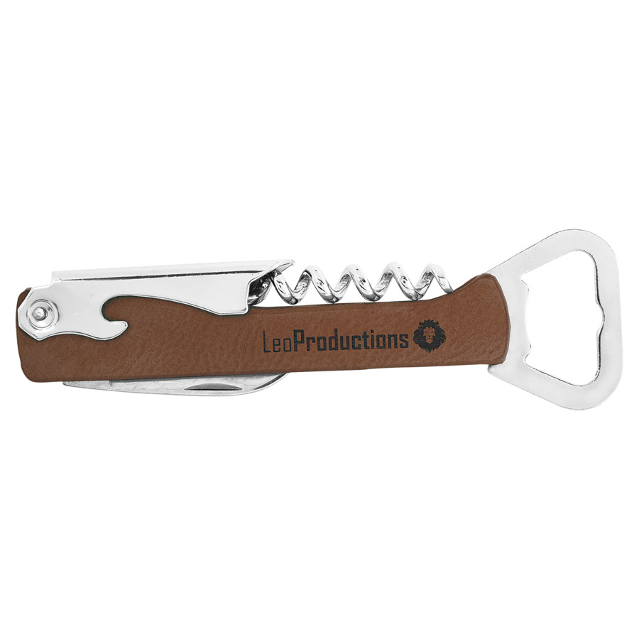 Brown Leatherette Corkscrew- $12.00 USD