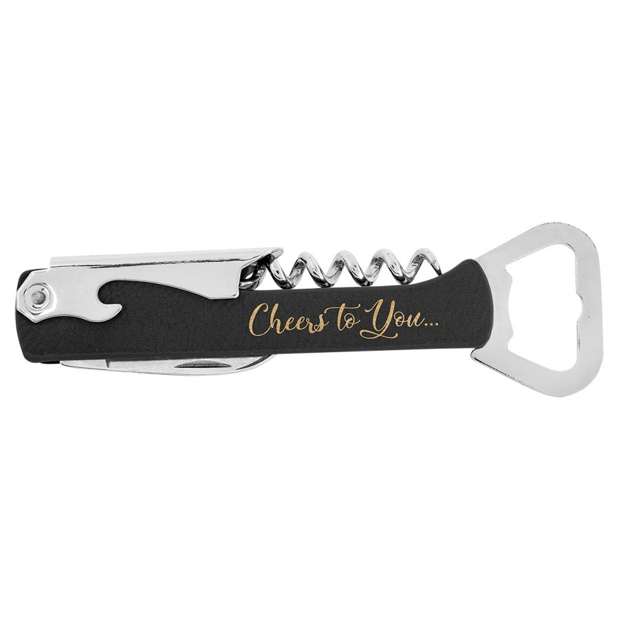 Black/Gold Leatherette Corkscrew- $12.00 USD