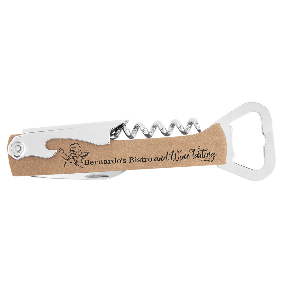 Tan Leatherette Corkscrew- $12.00 USD