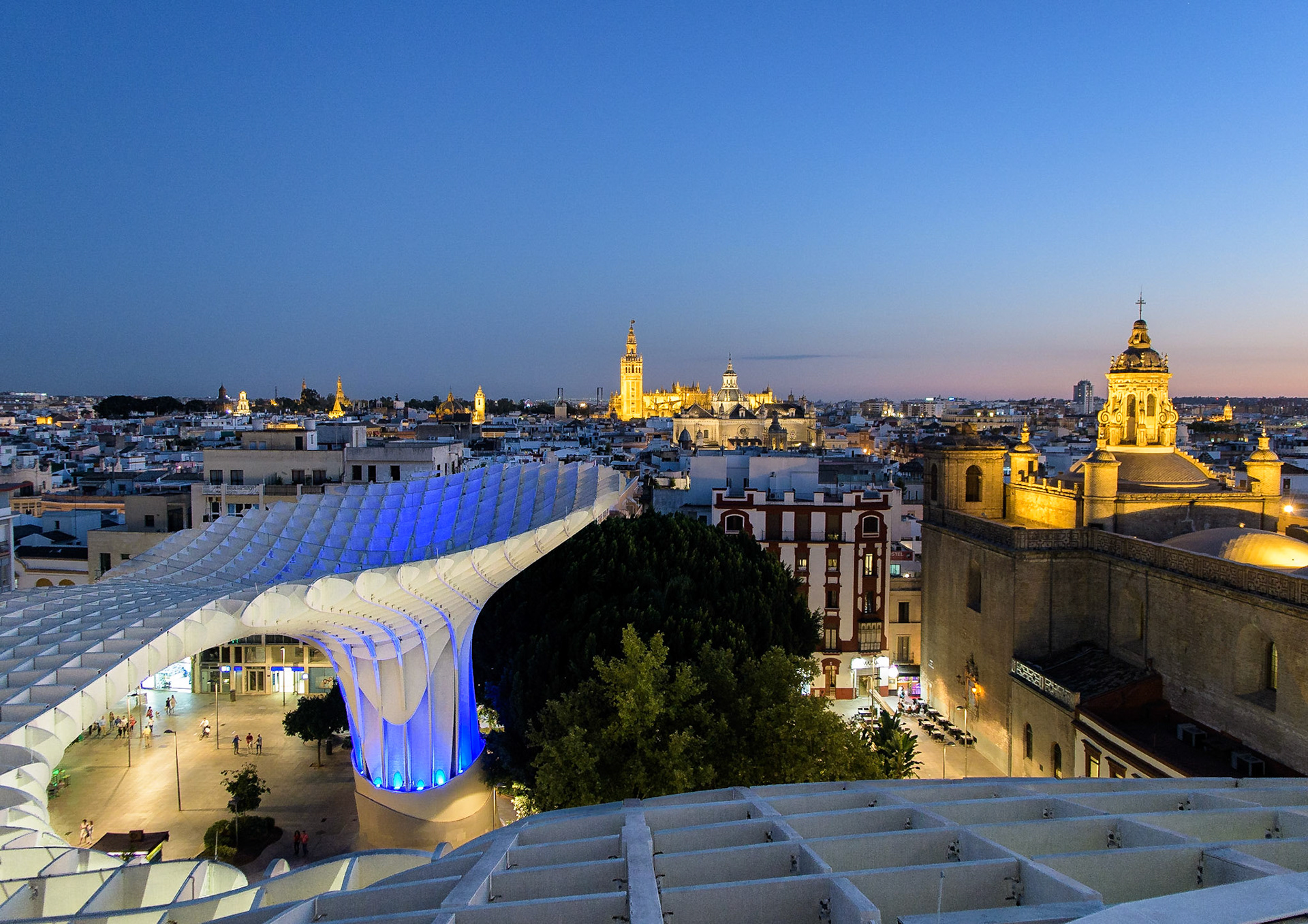 View of historic Seville from Metropol Parasol
