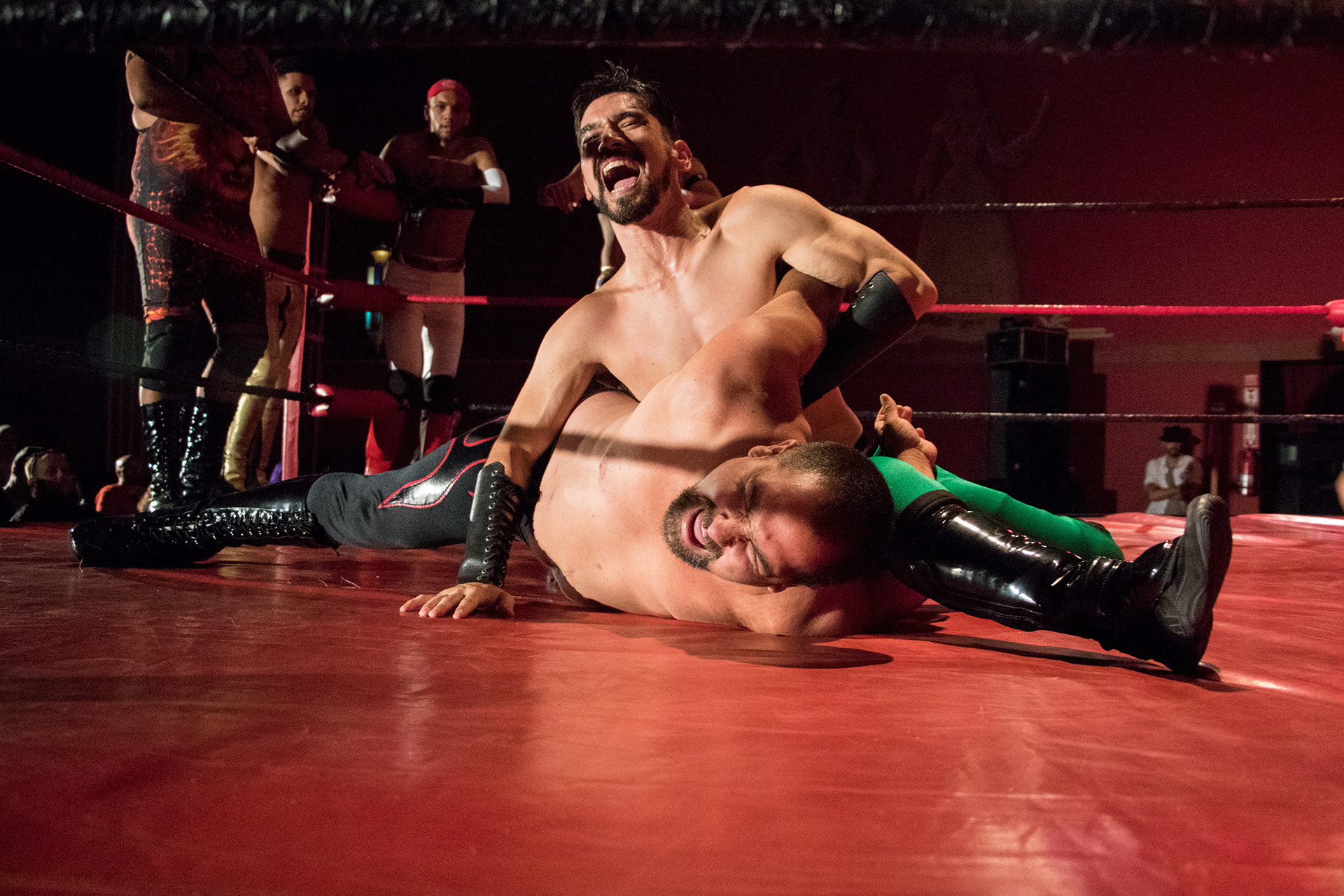  Professional wrestlers perform during Virgil Flynn Production: Legacy 4th anniversary, a live wrestling event, at Cafe Colonel in Sacramento, Calif. on July 6, 2019. 