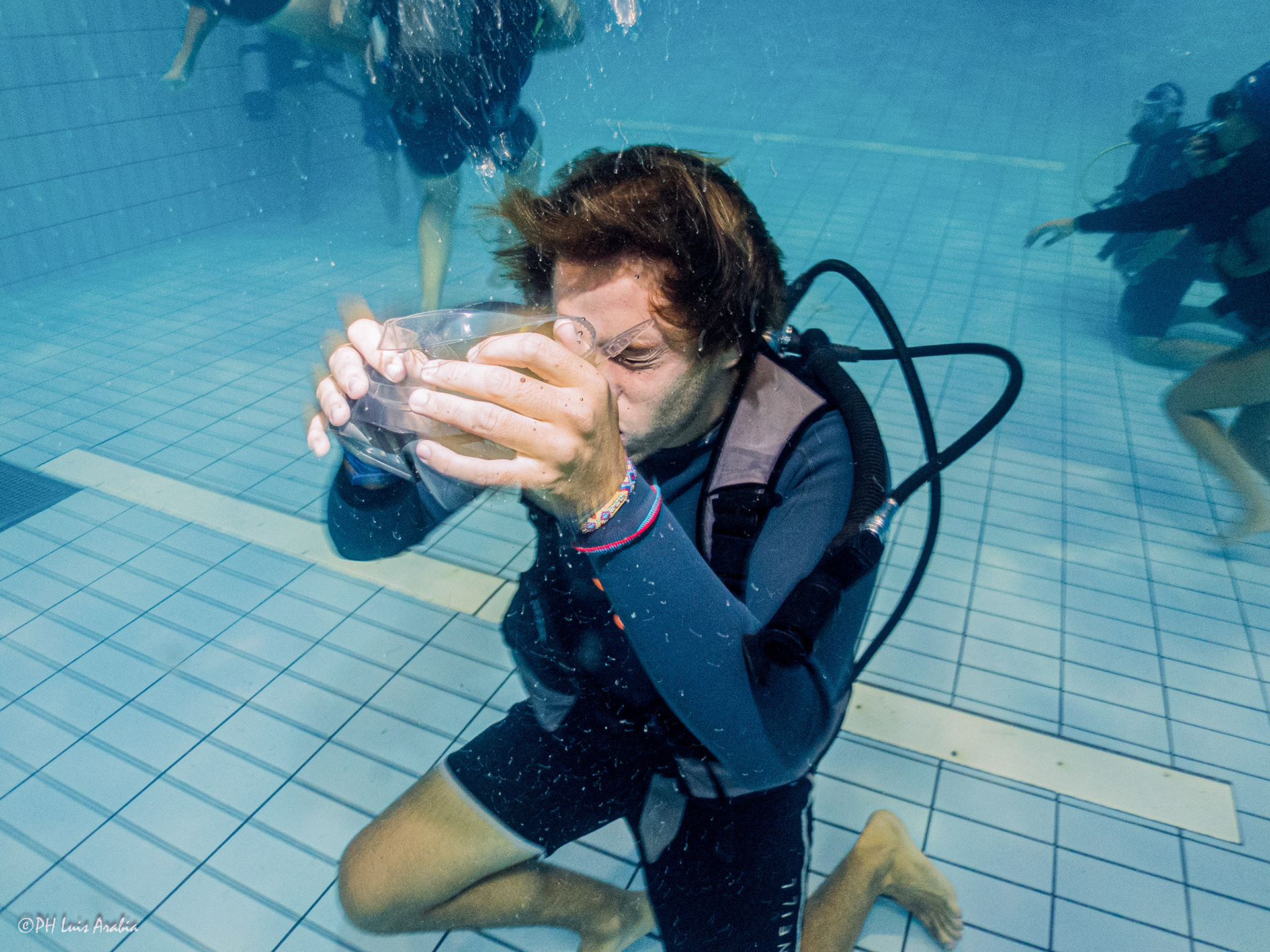 Prácticas con la luneta de buceo.