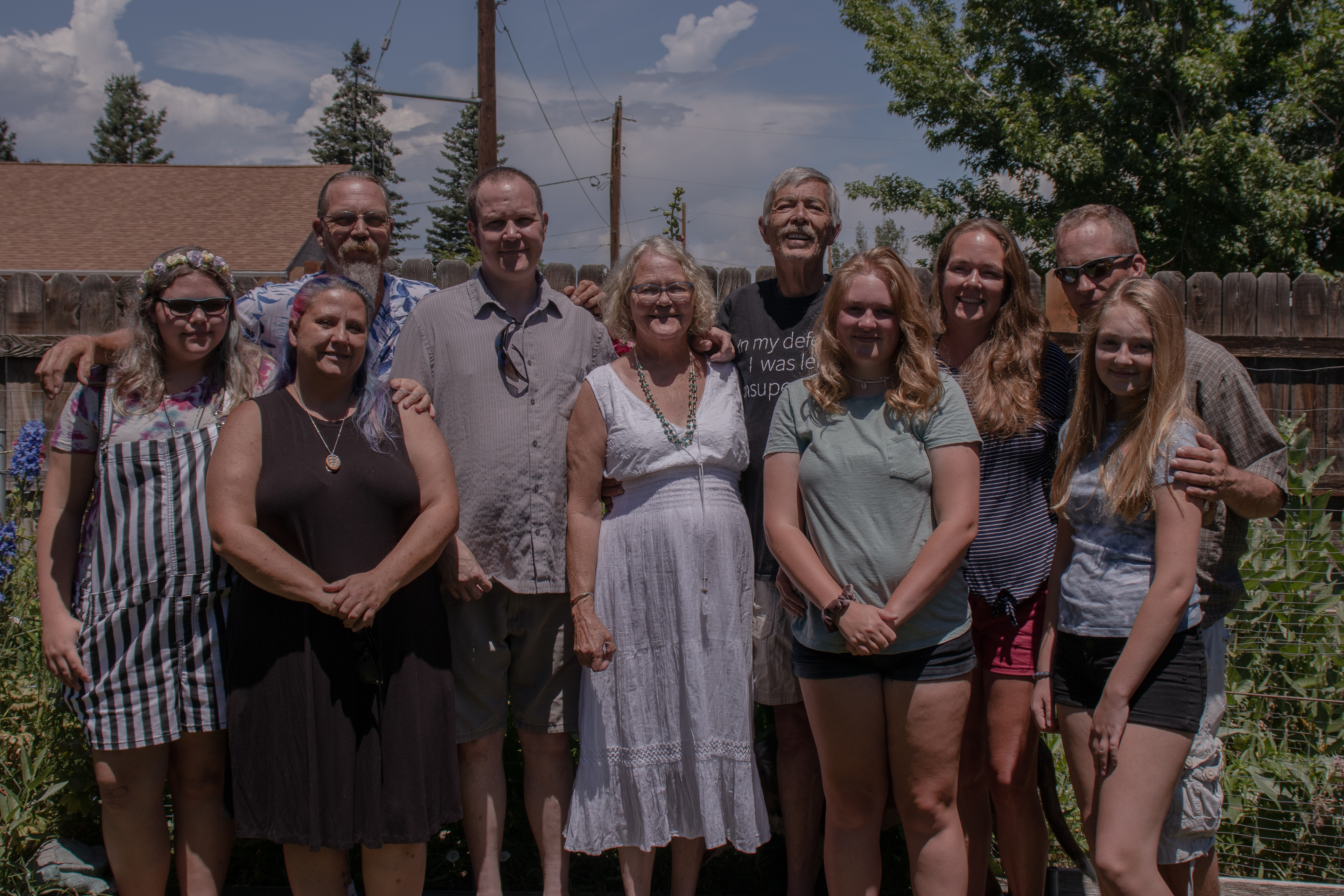 Extended family portrait taken mid-day during an event