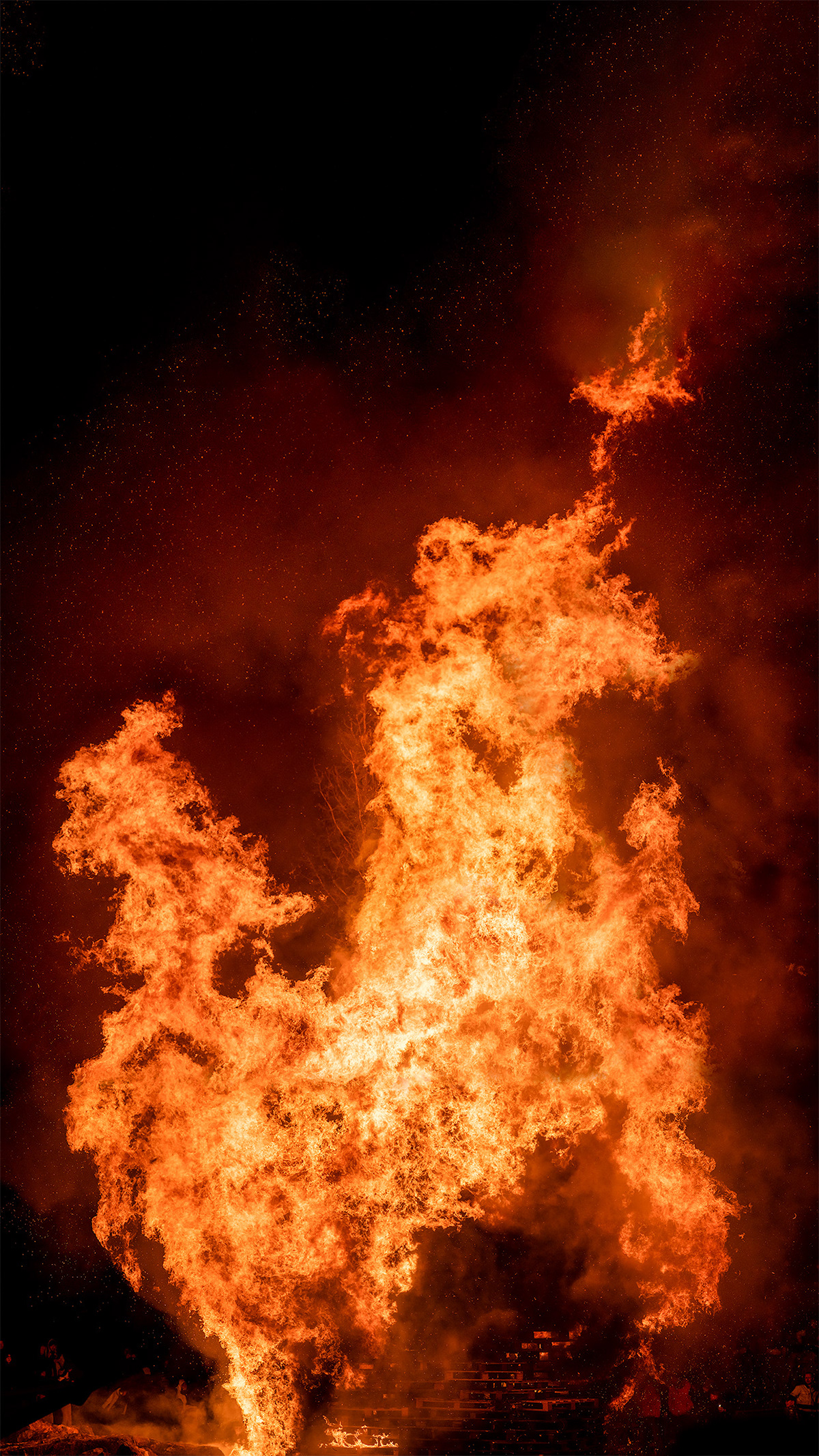 Easter bonfire (take note of person in lower right corner)