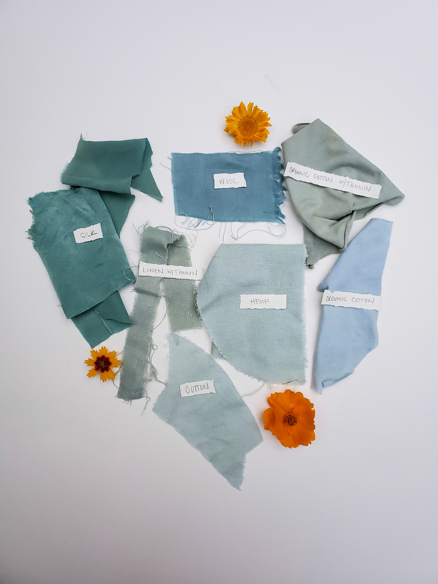 Textile swatches fresh indigo.