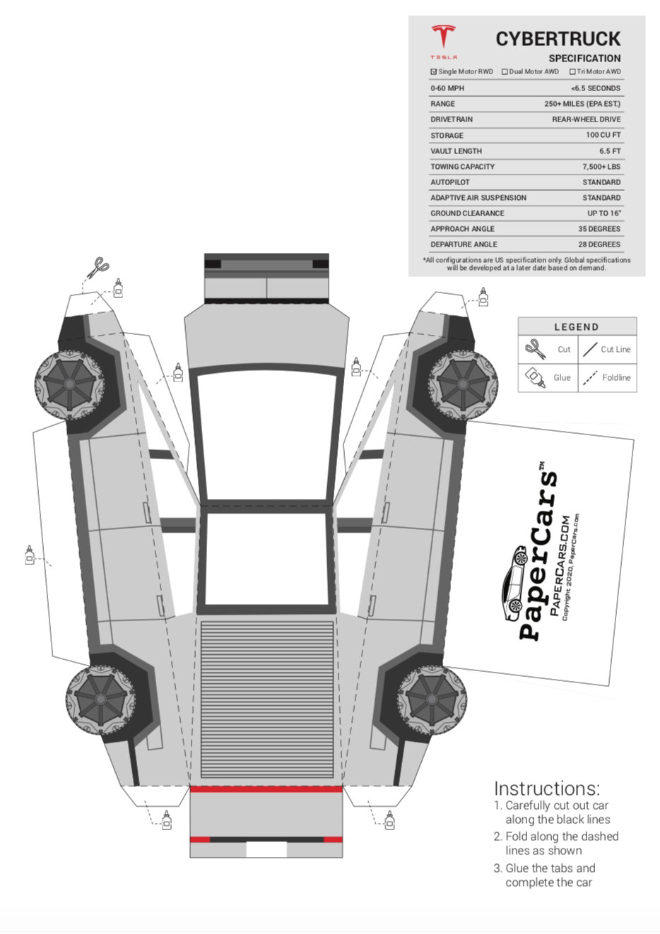 PaperCars.com - Tesla Cybertruck (steel)