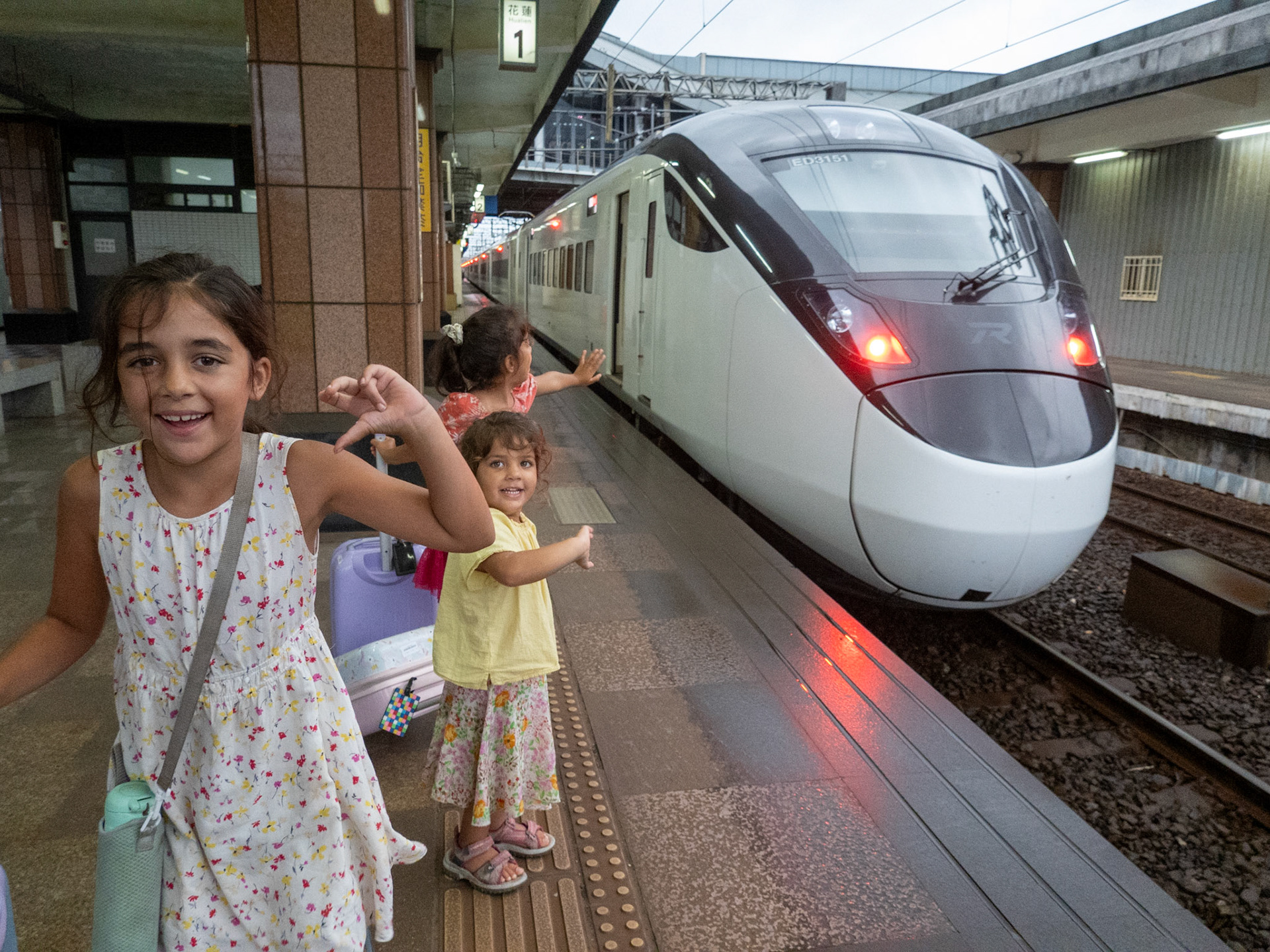 Girls were happy to arrive where we were staying for the night.