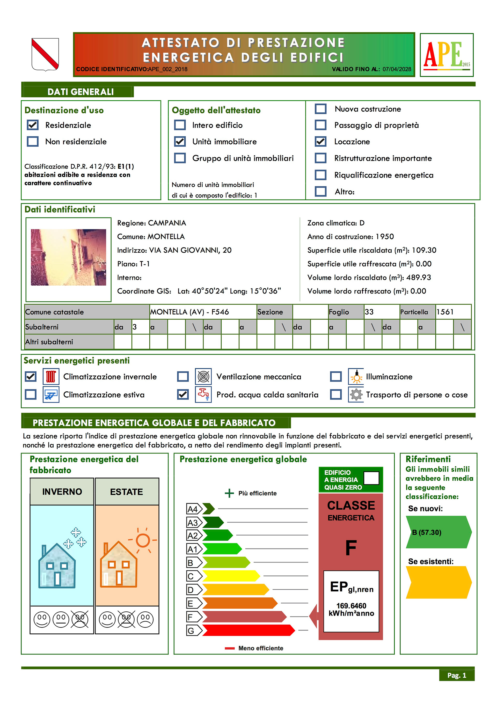 Esempio di Certificazione Energetica Edificio