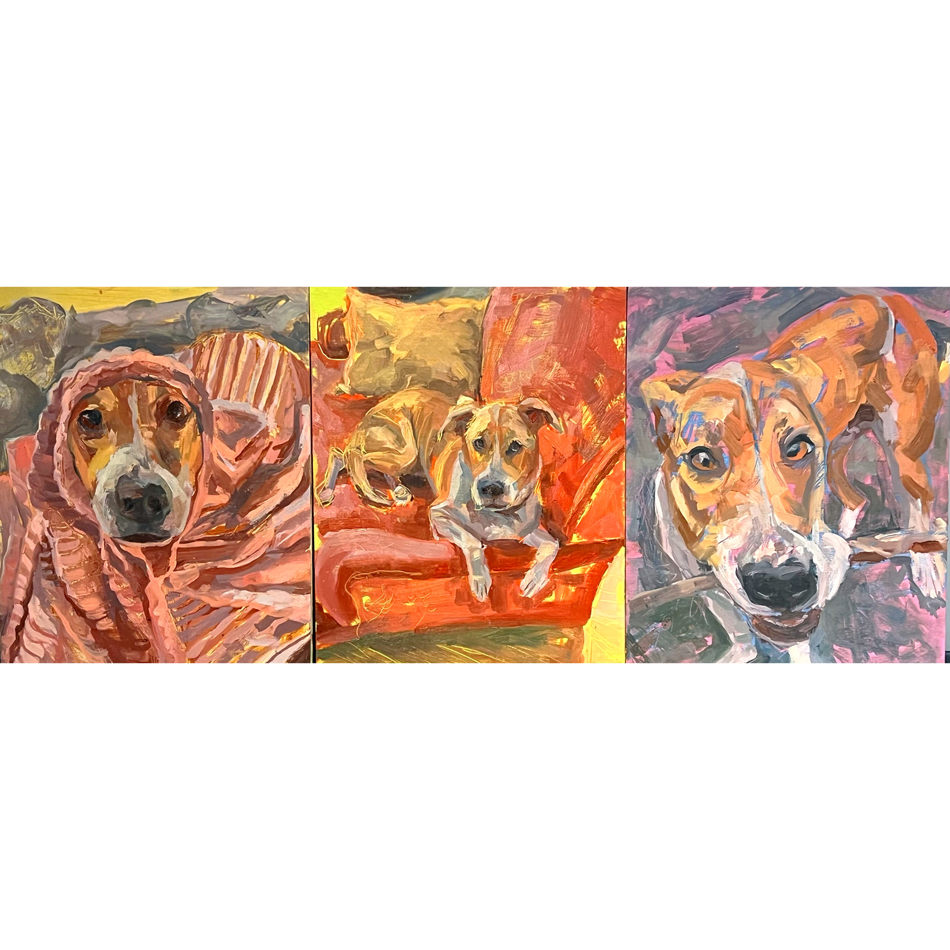 "The Three Arlo's" (3), oil on wood panel, 8" x 10", 2023,