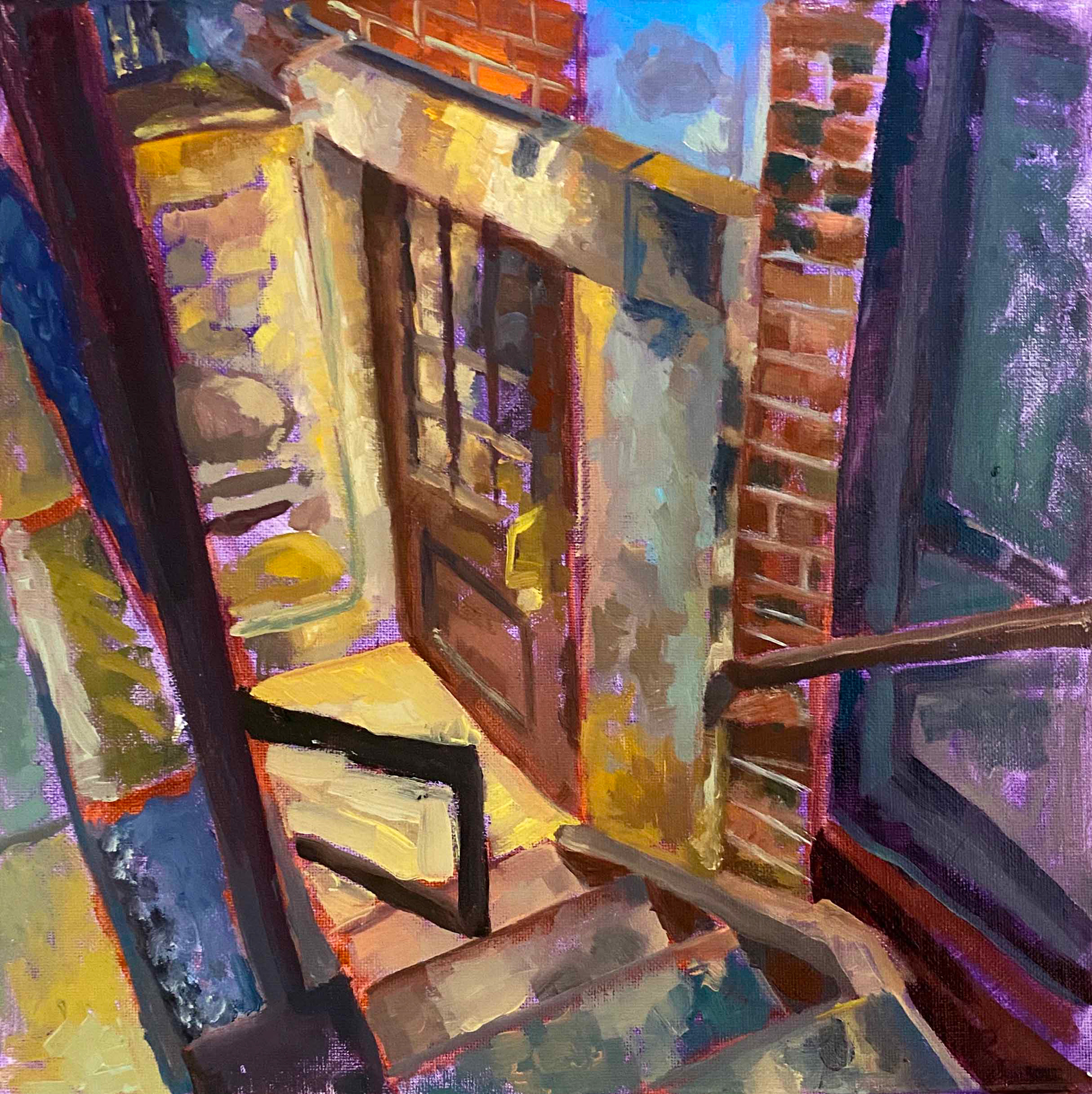 "Downstairs", oil on canvas, 12" x 12", 2020