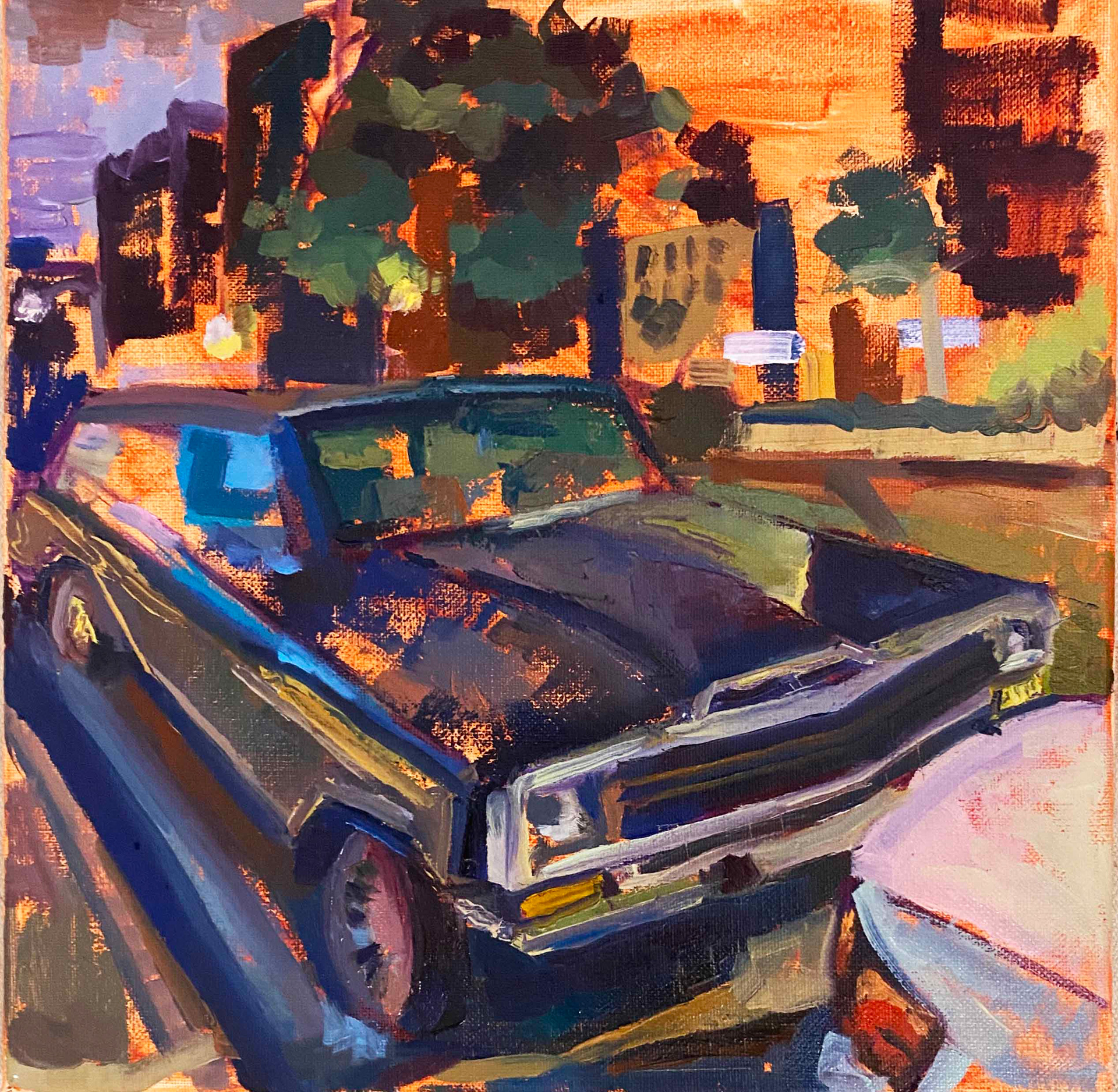 "Sunset Drive", oil on canvas, 12" x 12", 2020