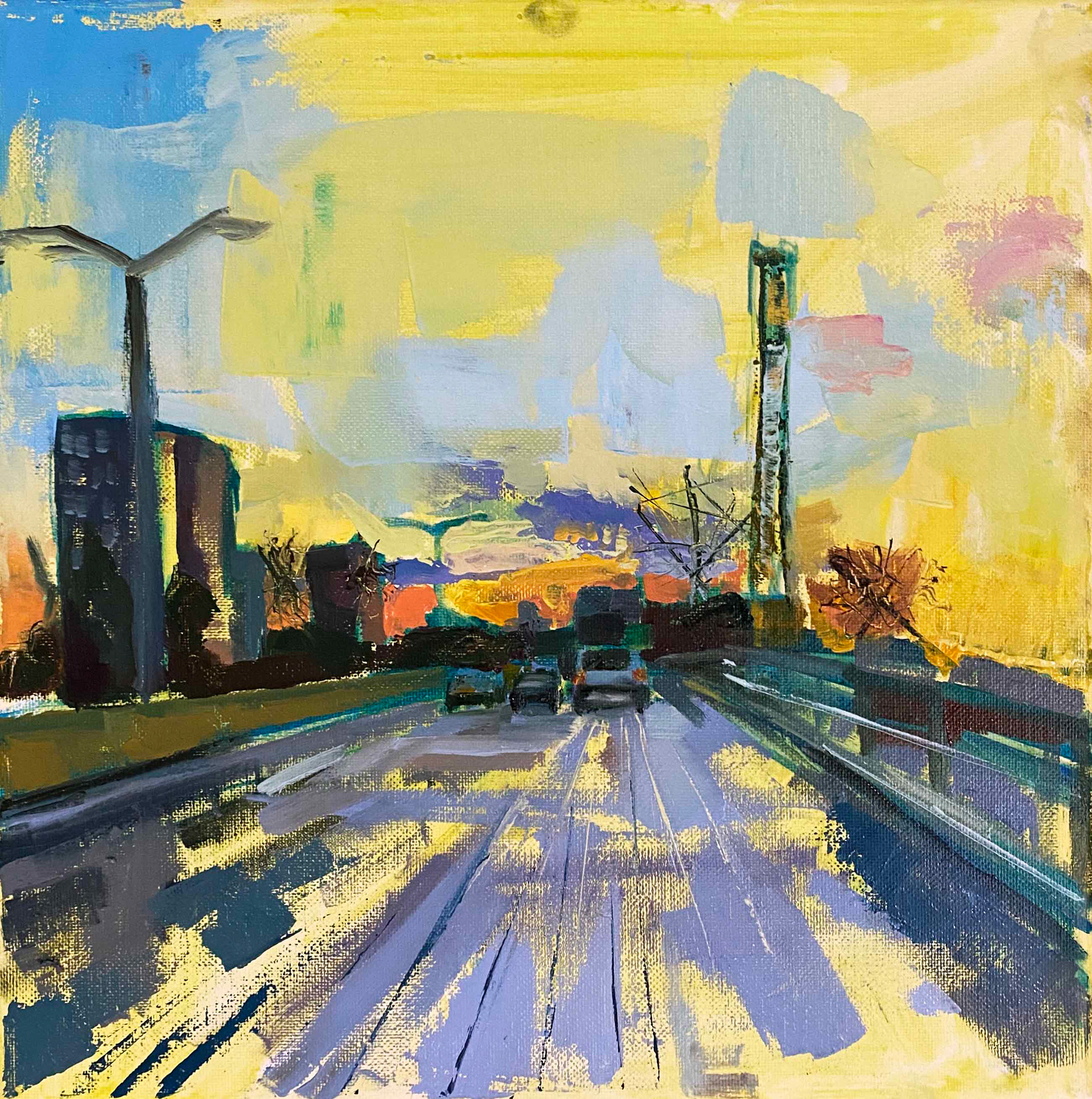"Pelham Parkway", oil on canvas, 12" x 12"