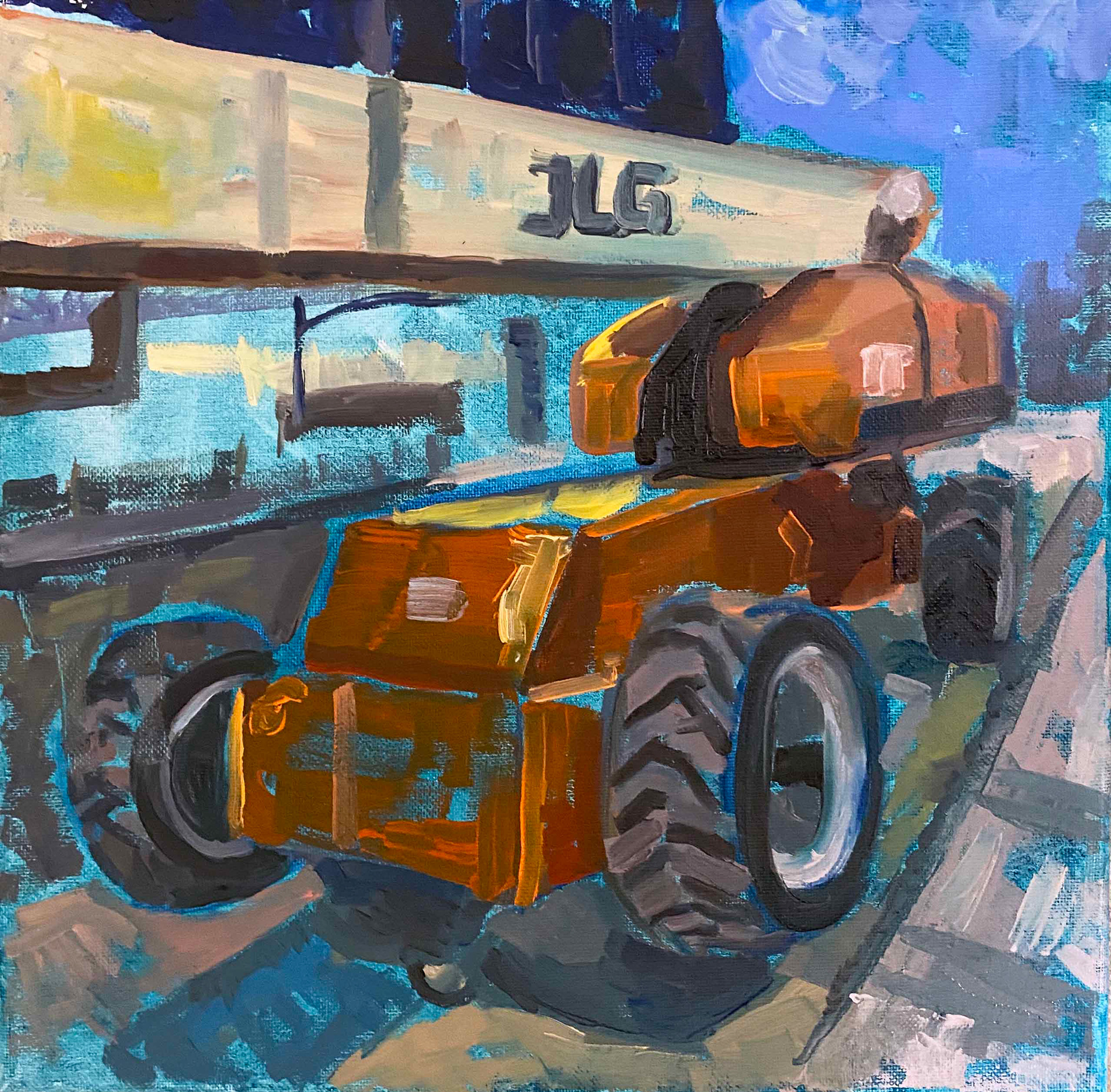 "Night Machine", oil on canvas, 12" x 12", 2020