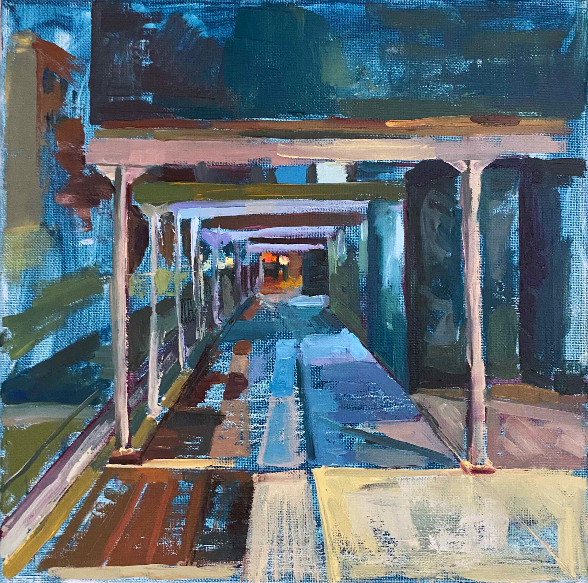 "Quiet Night", oil on canvas, 12" x 12", 2020