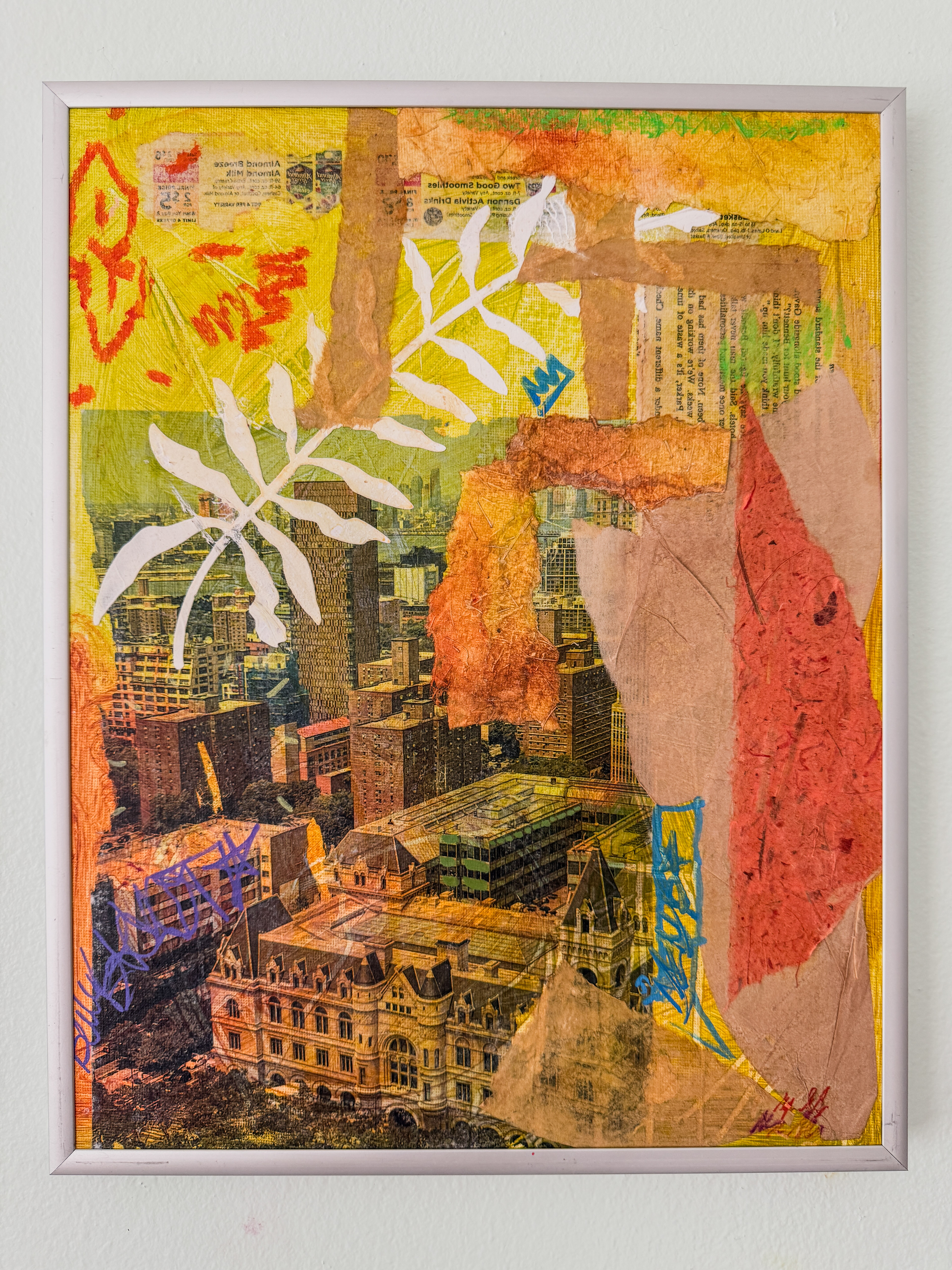 "Untitled" Photo Transfer, paper, wax crayon, paint pen, and modeling paste on canvas board