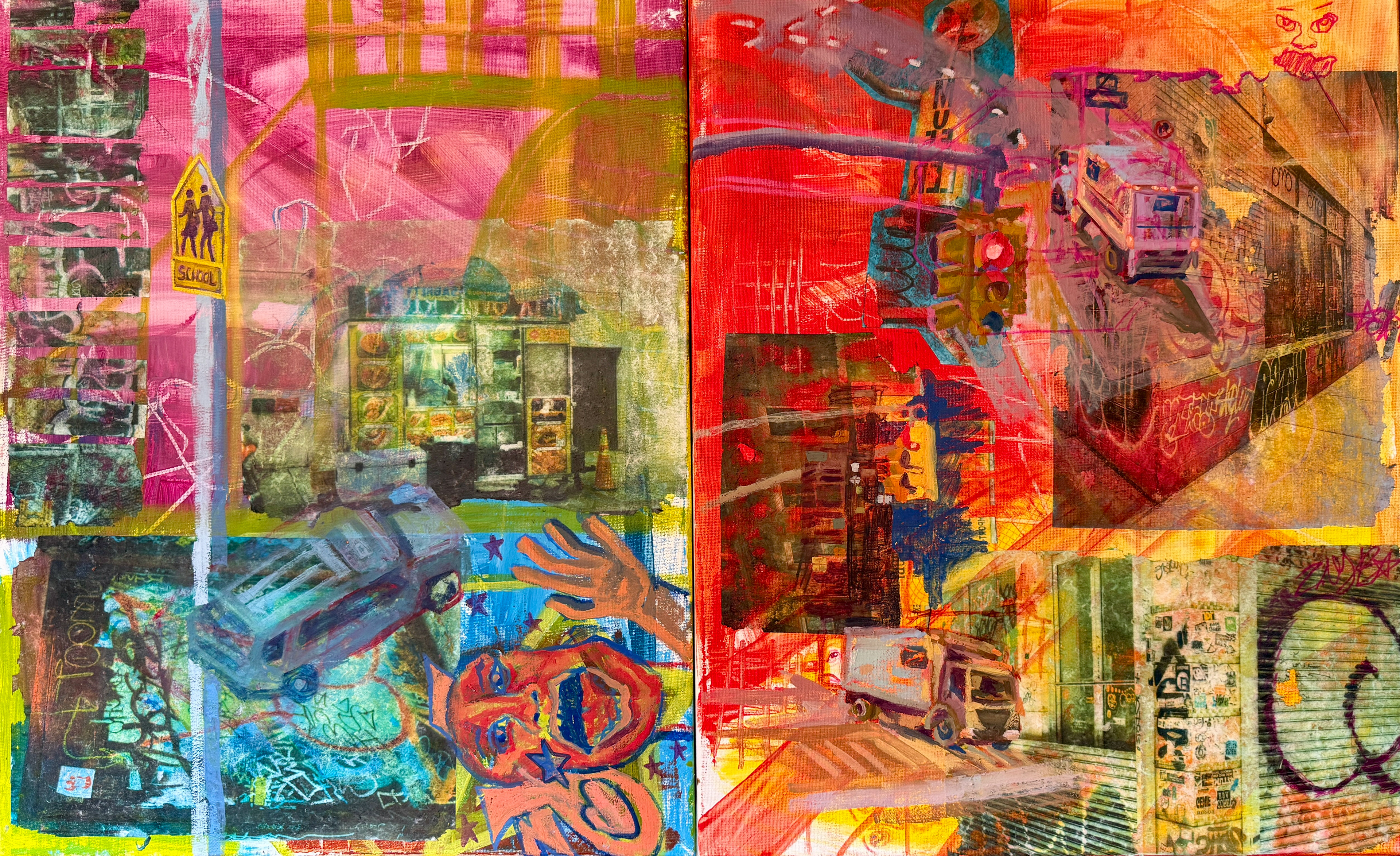 "The City I See" oil on canvas with acrylic photo transfer (2)