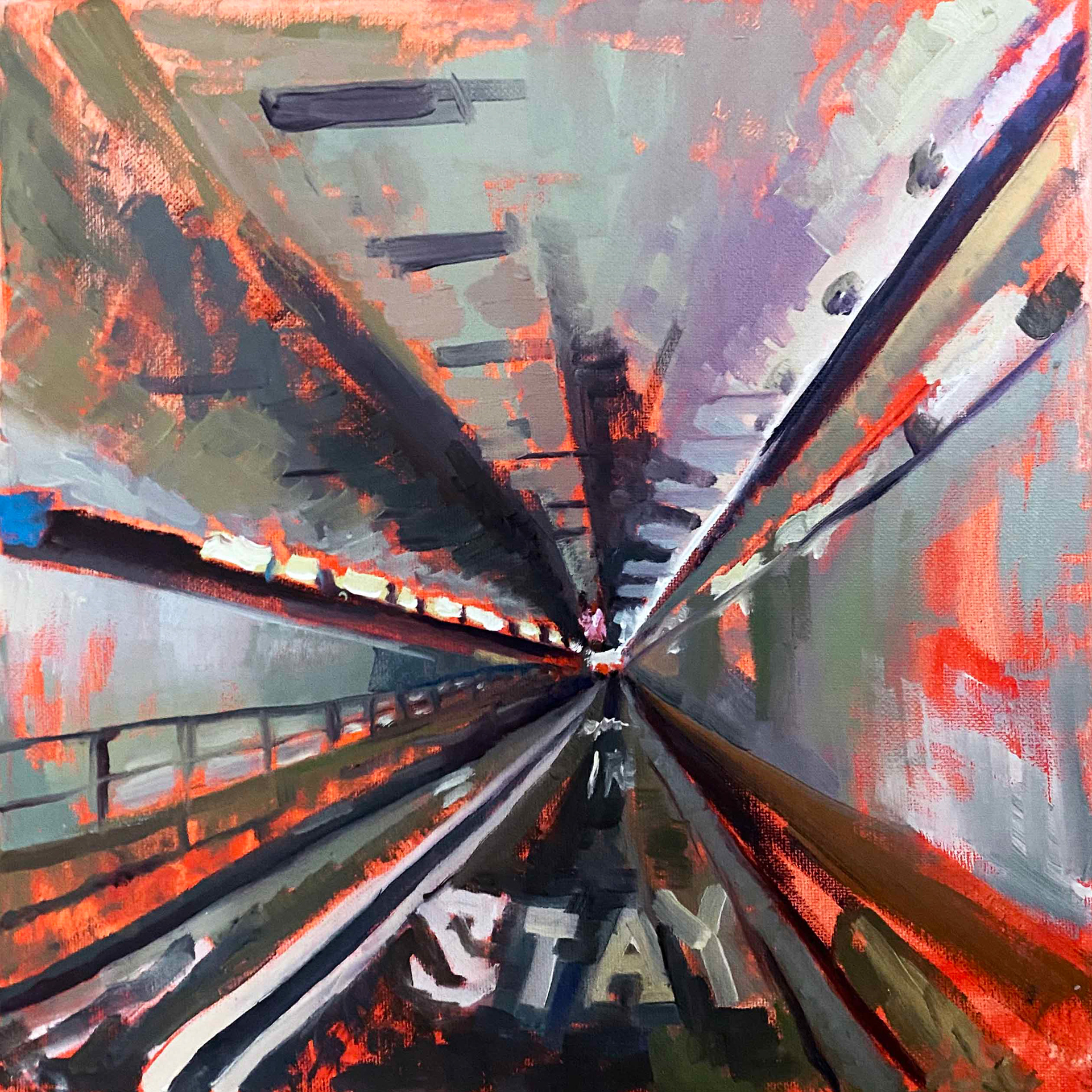 "The tunnel", oil on canvas, 12" x 12", 2020
