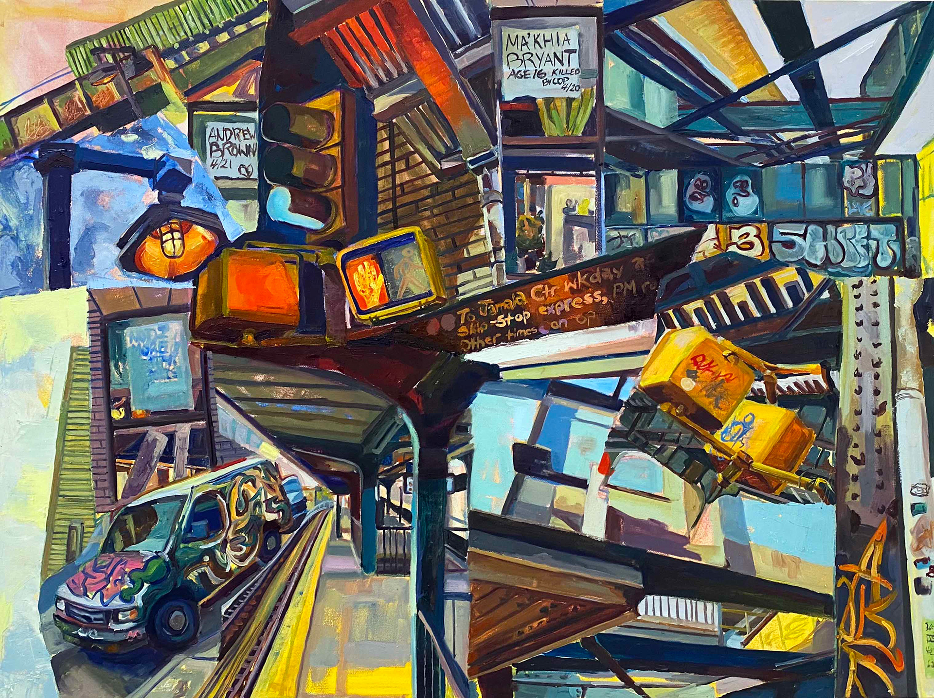 "It's the Fucking Junction", oil on canvas, 36" x 48", 2022