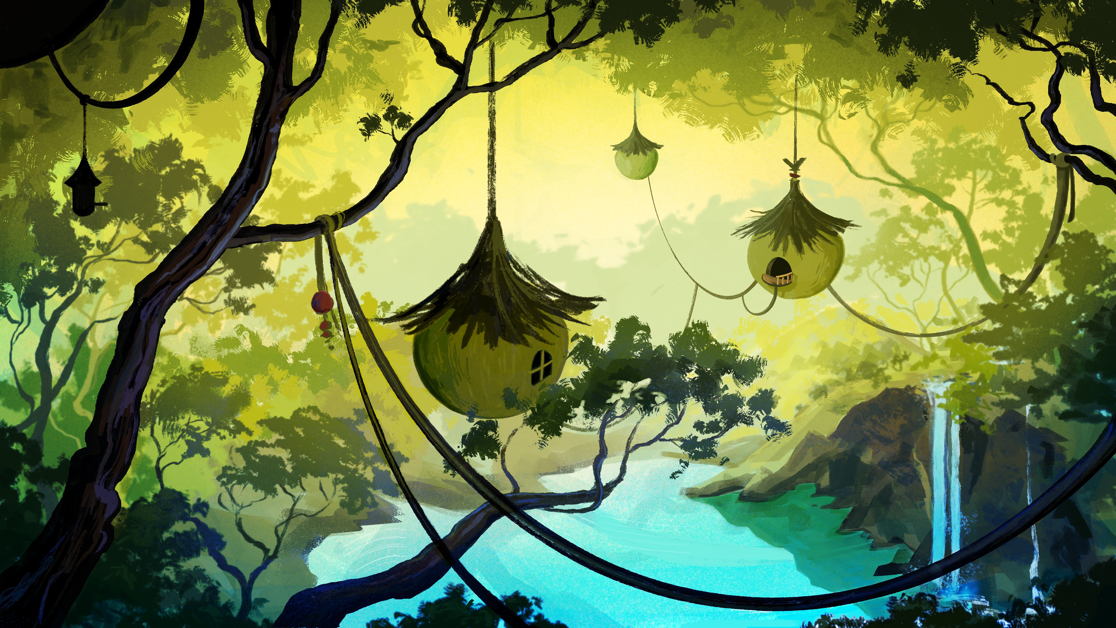 Early environment exploration for an anthropomorphic monkey village.