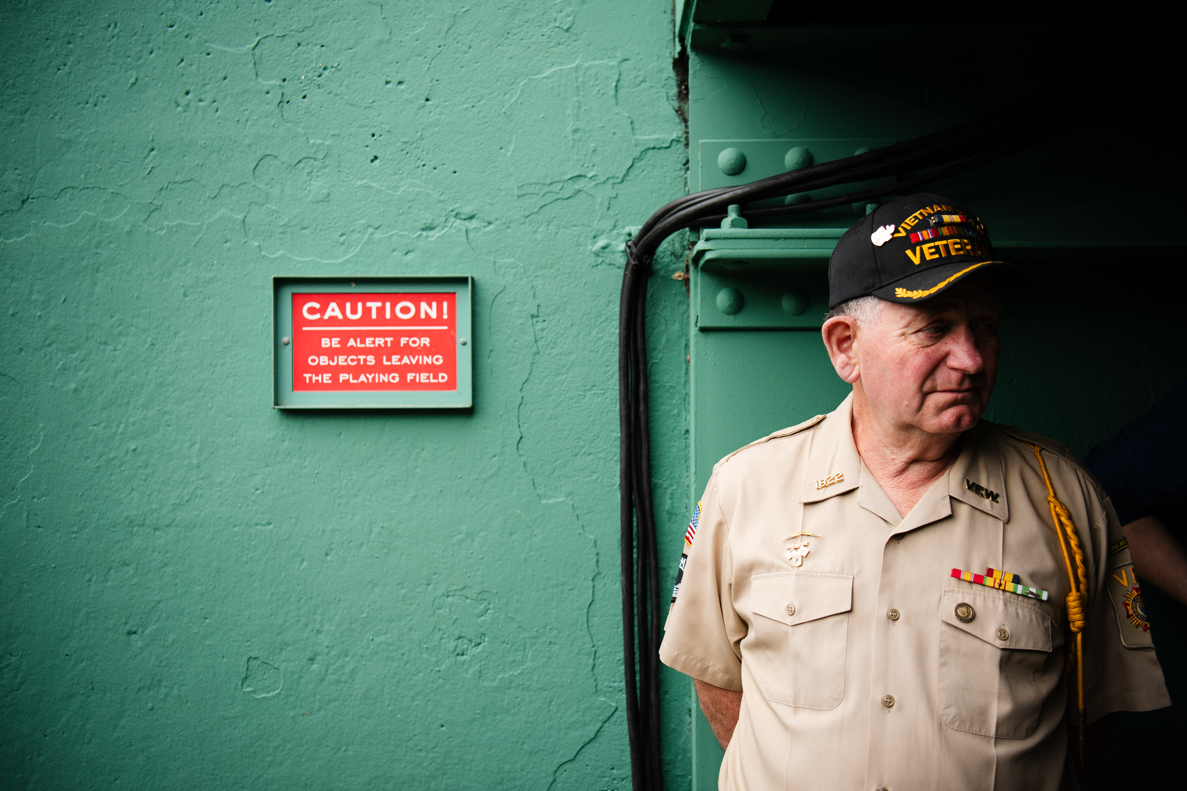 May 8, 2025, Boston, MA: Commander Denis Russel waits in the tunnel ahead of being announced as the hero for Hats Off To The Hero’s during the fourth inning between the Boston Red Sox and the Texas Rangers at Fenway Park in Boston, Massachusetts Thursday, May 8, 2025.  (Photo by Clay Stark/Boston Red Sox)