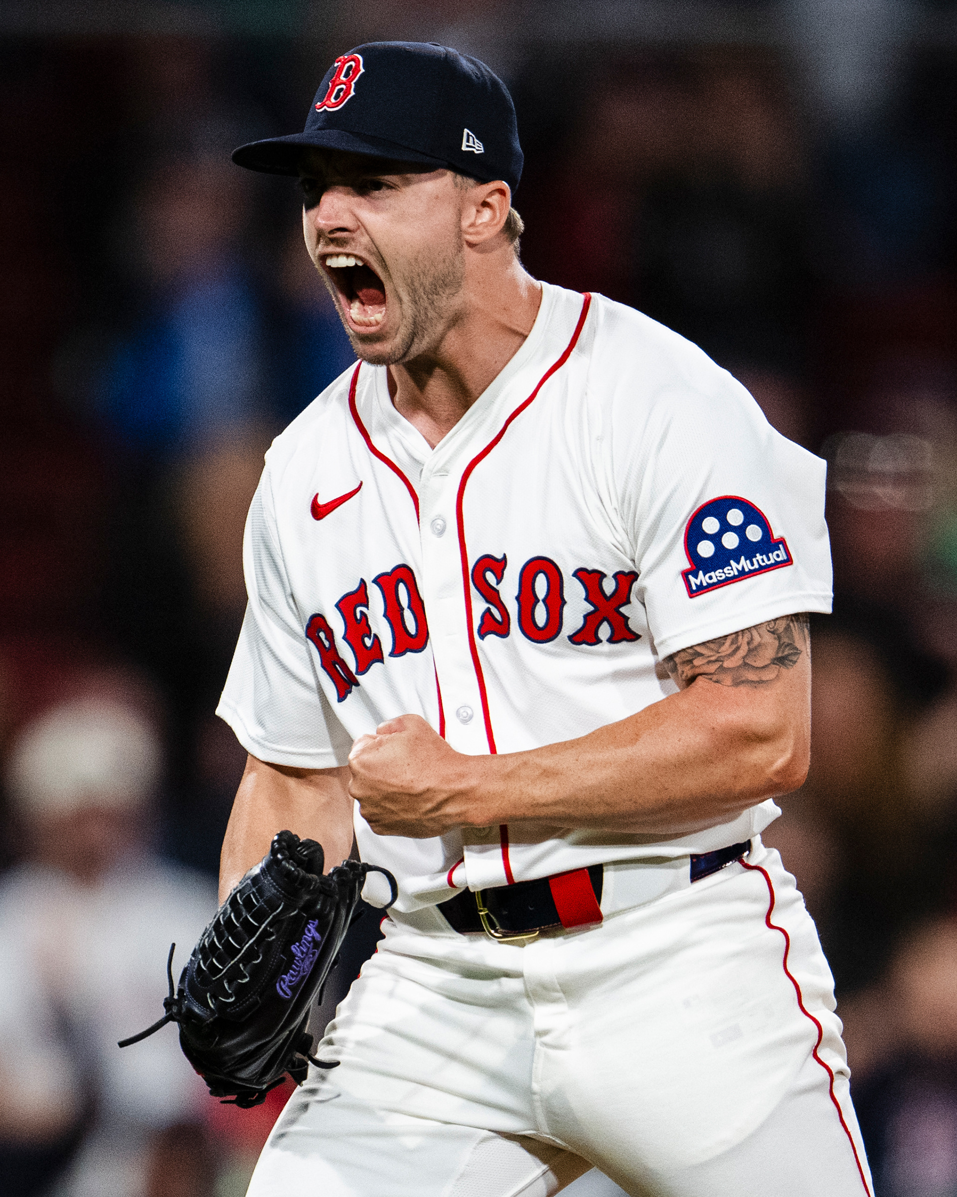 September 17, 2025, Boston, MA: Chris Murphy #72 of the Boston Red Sox reacts after pitching during the tenth inning against the Athletics at Fenway Park in Boston, Massachusetts Wednesday, September 17, 2025. (Photo by Clay Stark/Boston Red Sox)
