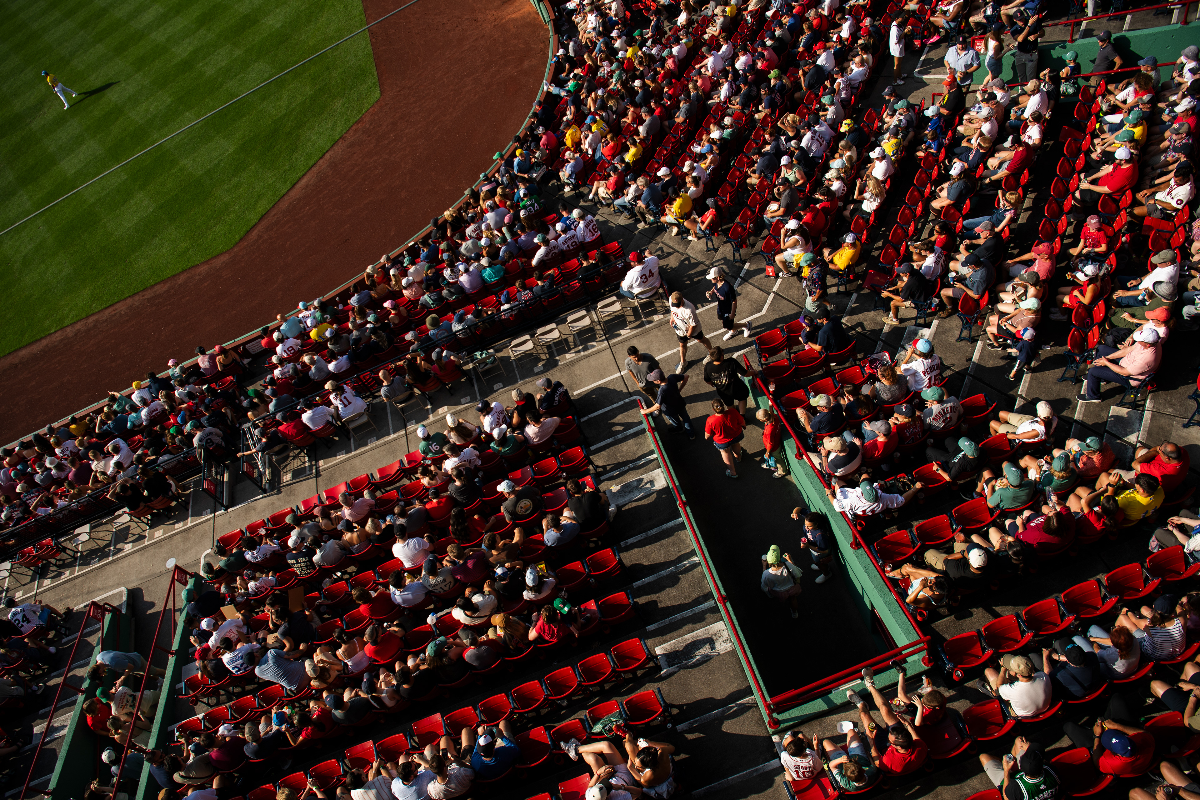 August 16, 2025, Boston, MA: A general view of the grandstand from the Sam Deck during a game between the Boston Red Sox and the Miami Marlins at Fenway Park in Boston, Massachusetts Saturday, August 16, 2025.  (Photo by Clay Stark/Boston Red Sox)