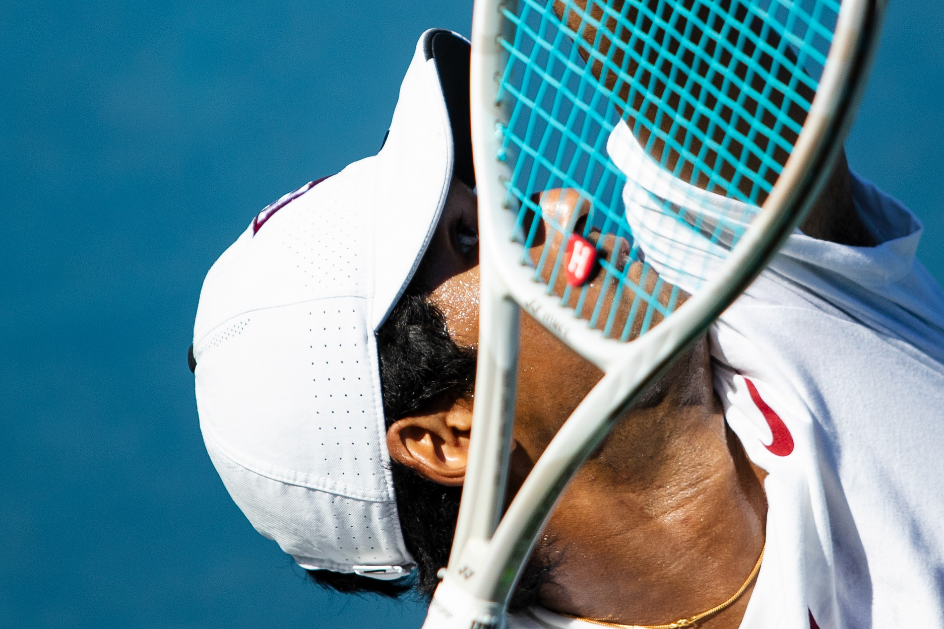 September 19, 2025, Boston, MA: Masato Perera serves in a march during Chowderfest Day 2 at Beren Tennis Center, in Boston Massachusetts Friday, September 19, 2025. (Photo by Clay Stark / Harvard Athletics)