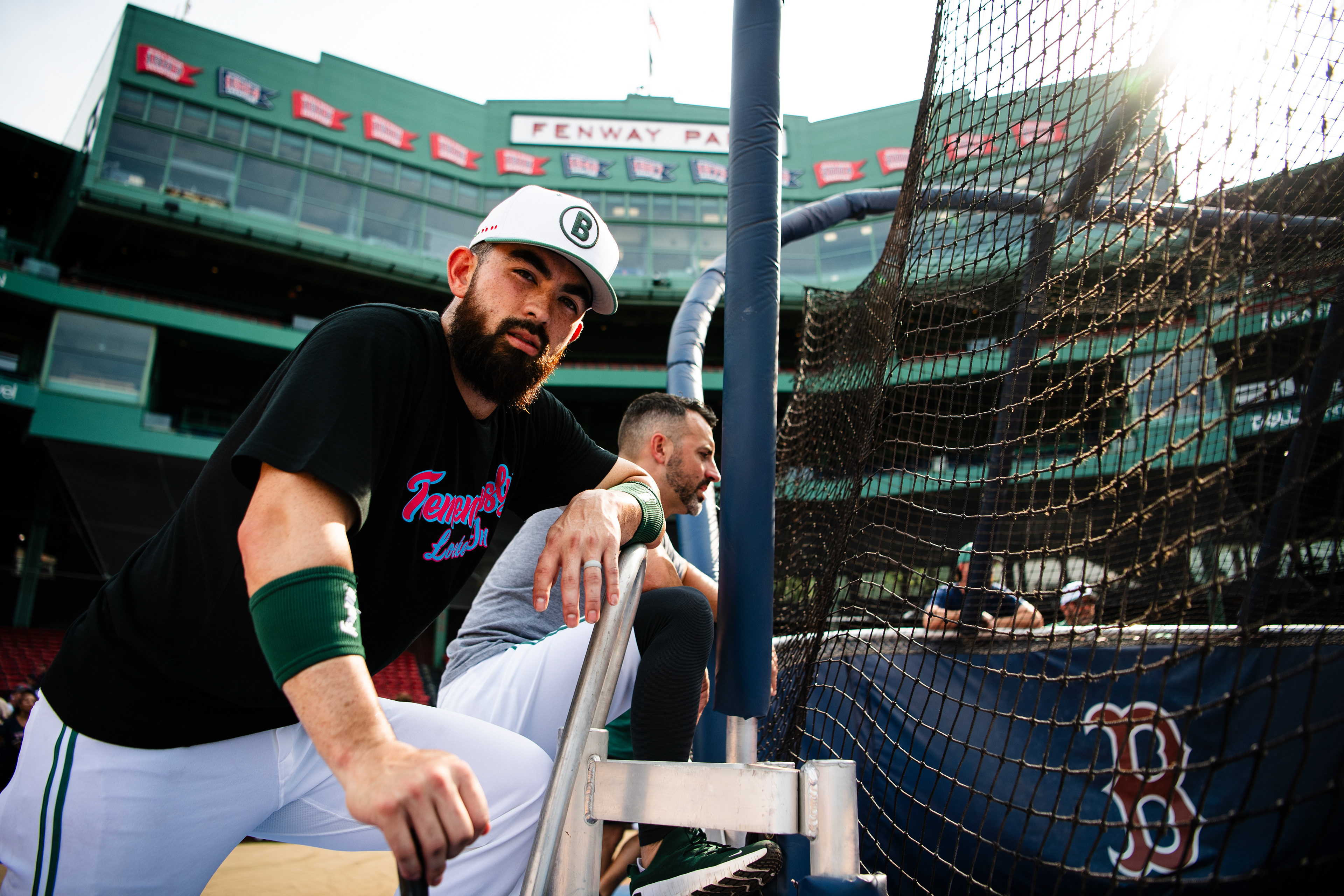 July 11, 2025, Boston, MA: Connor Wong #12 of the Boston Red Sox poses for a photo during batting practice before a game against the Tampa Bay Rays at Fenway Park in Boston, Massachusetts Friday, July 11, 2025.  (Photo by Clay Stark/Boston Red Sox)