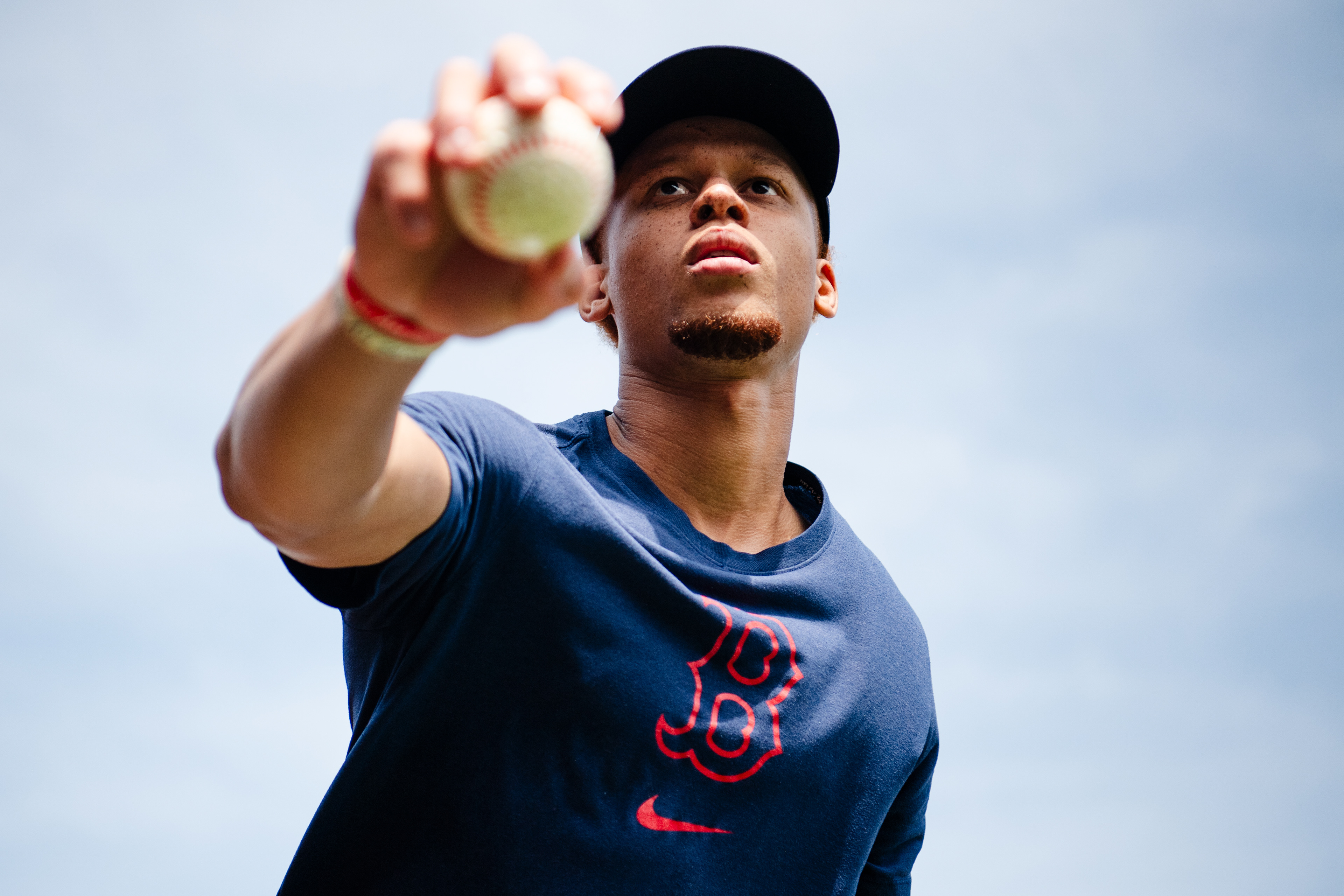 June 15, 2025, Boston, MA: Kristian Campbell #28 of the Boston Red Sox takes ground balls during batting practice ahead of game against the New York Yankees at Fenway Park in Boston, Massachusetts Sunday, June 15, 2025.  (Photo by Clay Stark/Boston Red Sox)
