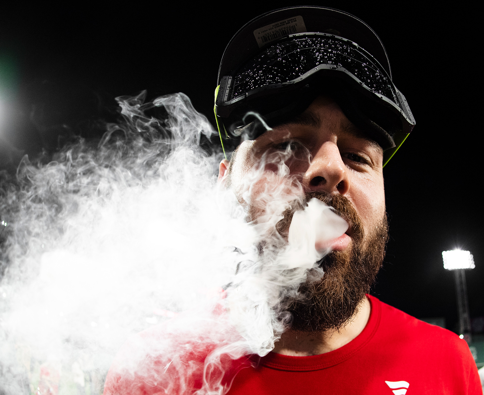 September 26, 2025, Boston, MA: Lucas Giolito #54 of the Boston Red Sox poses for a photo after beating the Detroit Tigers to clinch a wild card spot at Fenway Park in Boston, Massachusetts Friday, September 26, 2025.  (Photo by Clay Stark/Boston Red Sox)