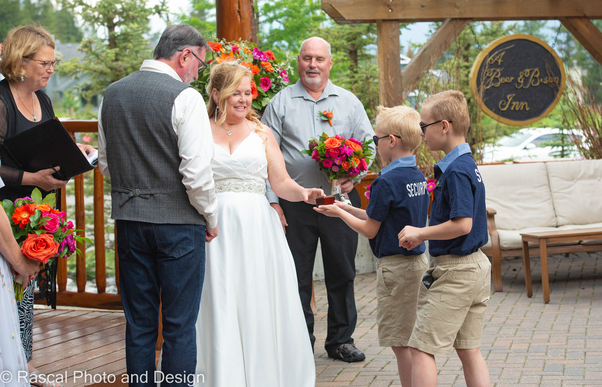 Wedding ceremony at The Bear and Bison Inn in Canmore Alberta