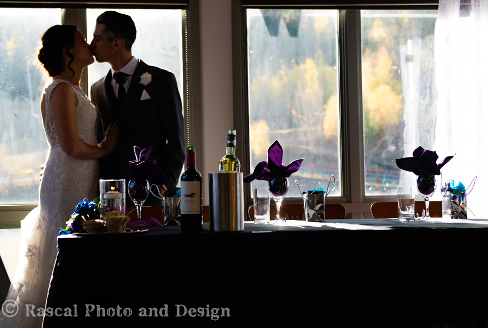 Bride and Groom at Nordic Centre in Canmore Alberta