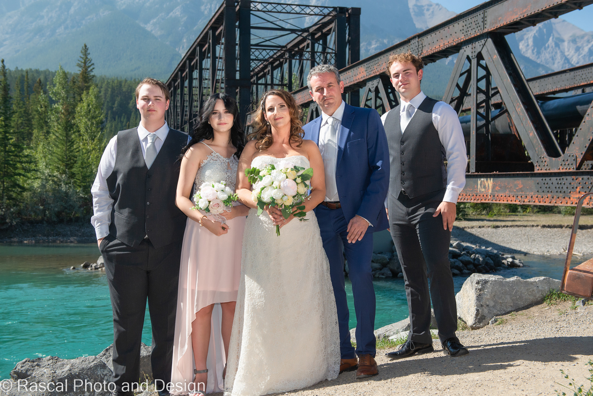 wedding party at engine bridge