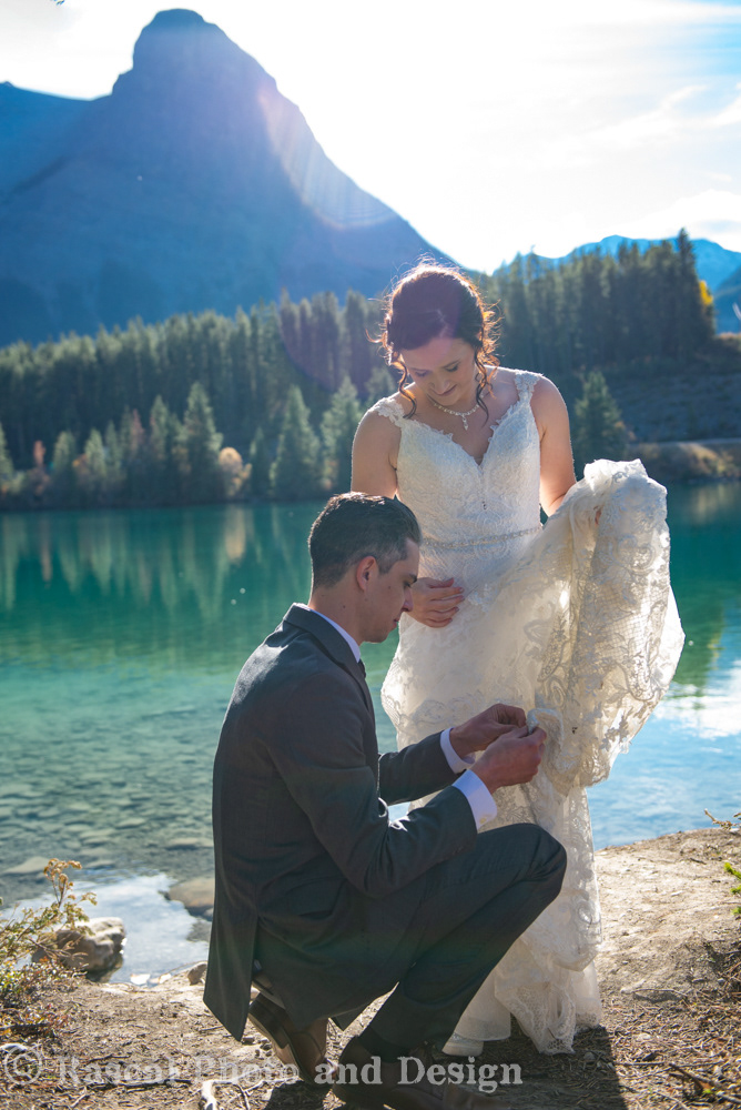 Bridal photography session at Nordic Centre in Canmore Alberta