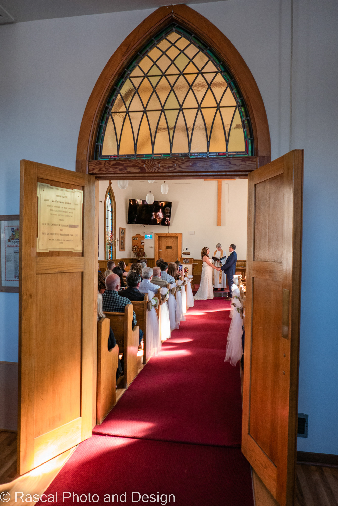 wedding ceremony at the Ralph Connor United Memorial Church in Canmore Alberta