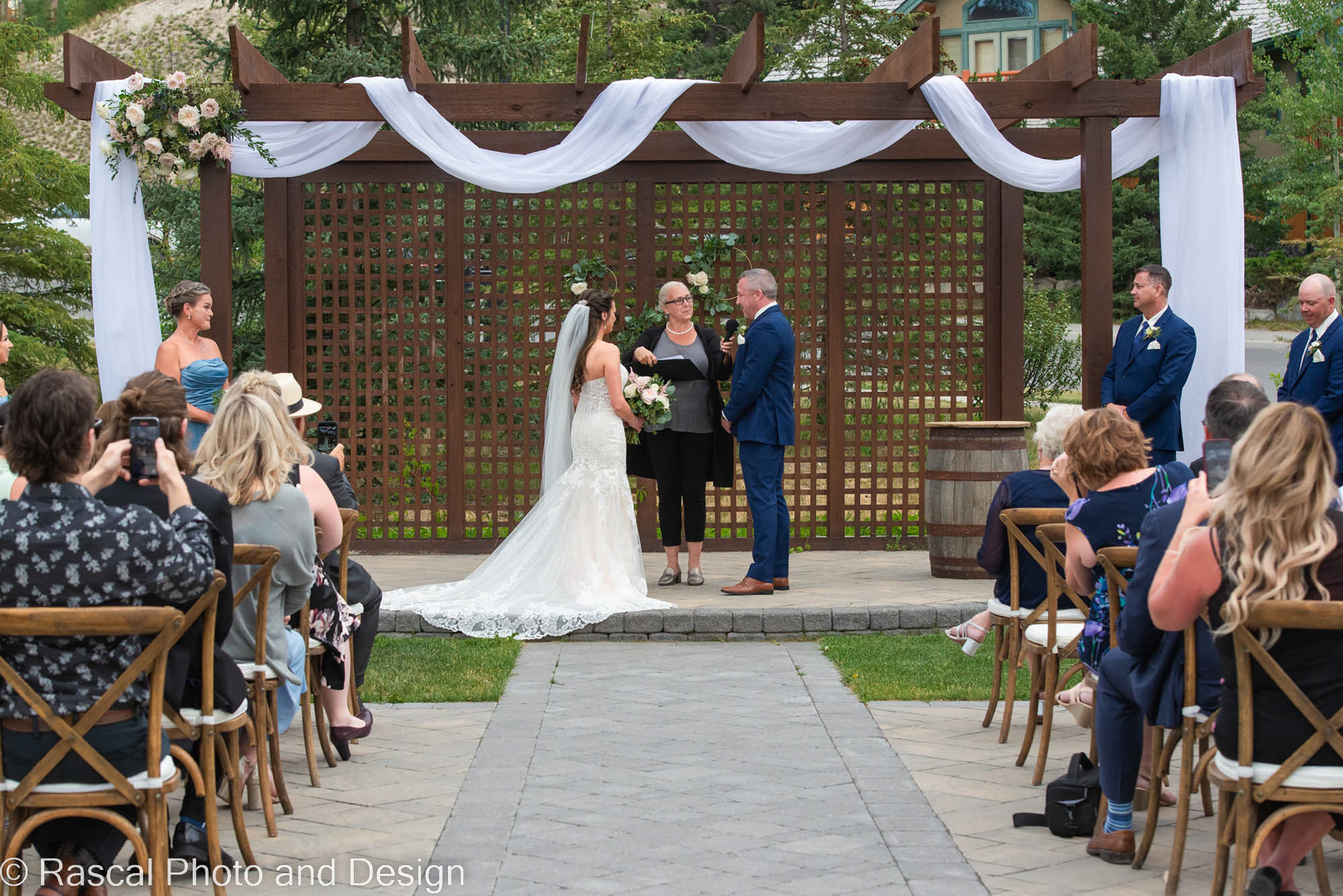 Wedding ceremony at Creekside Villa in Canmore, Alberta