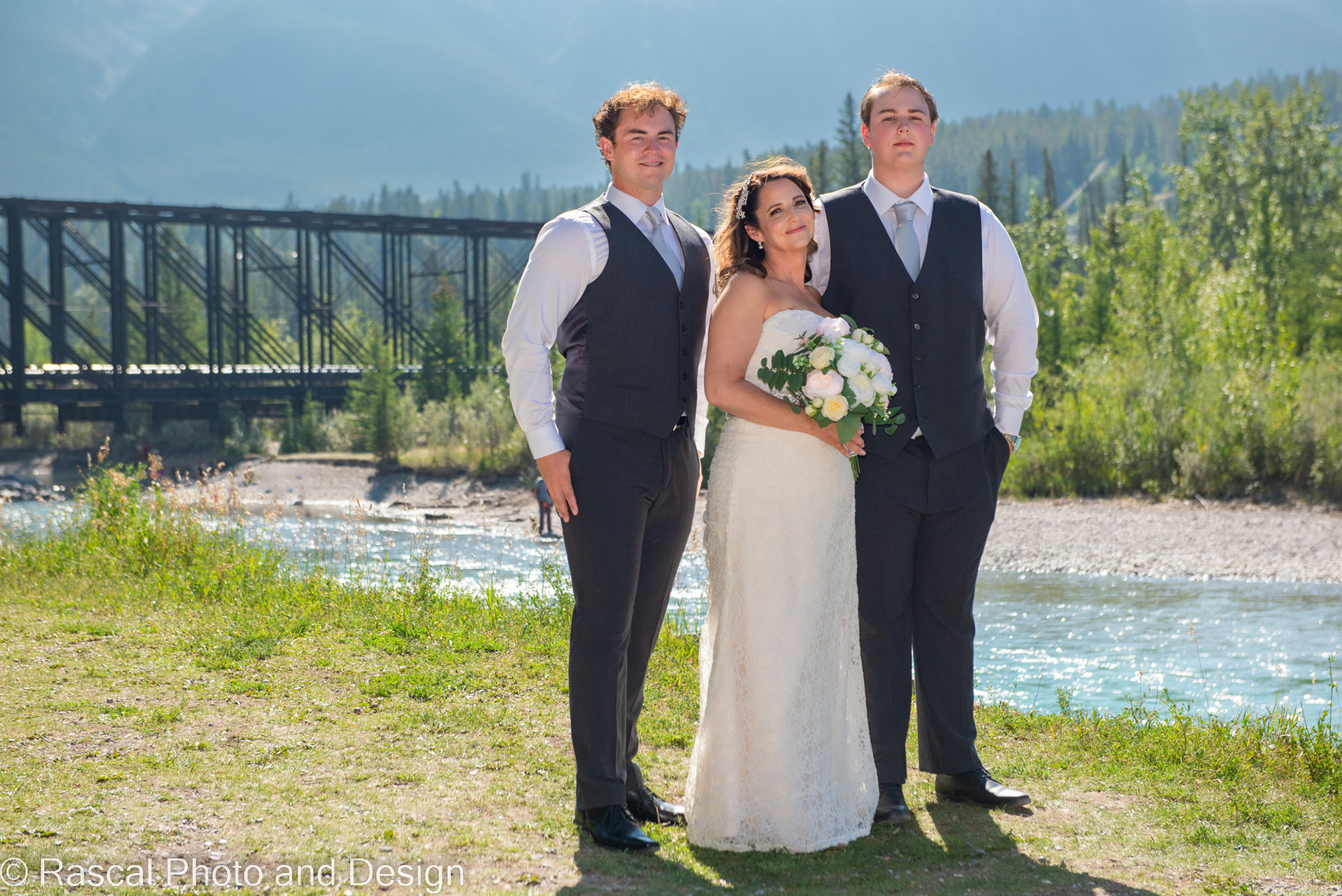 wedding party at engine bridge