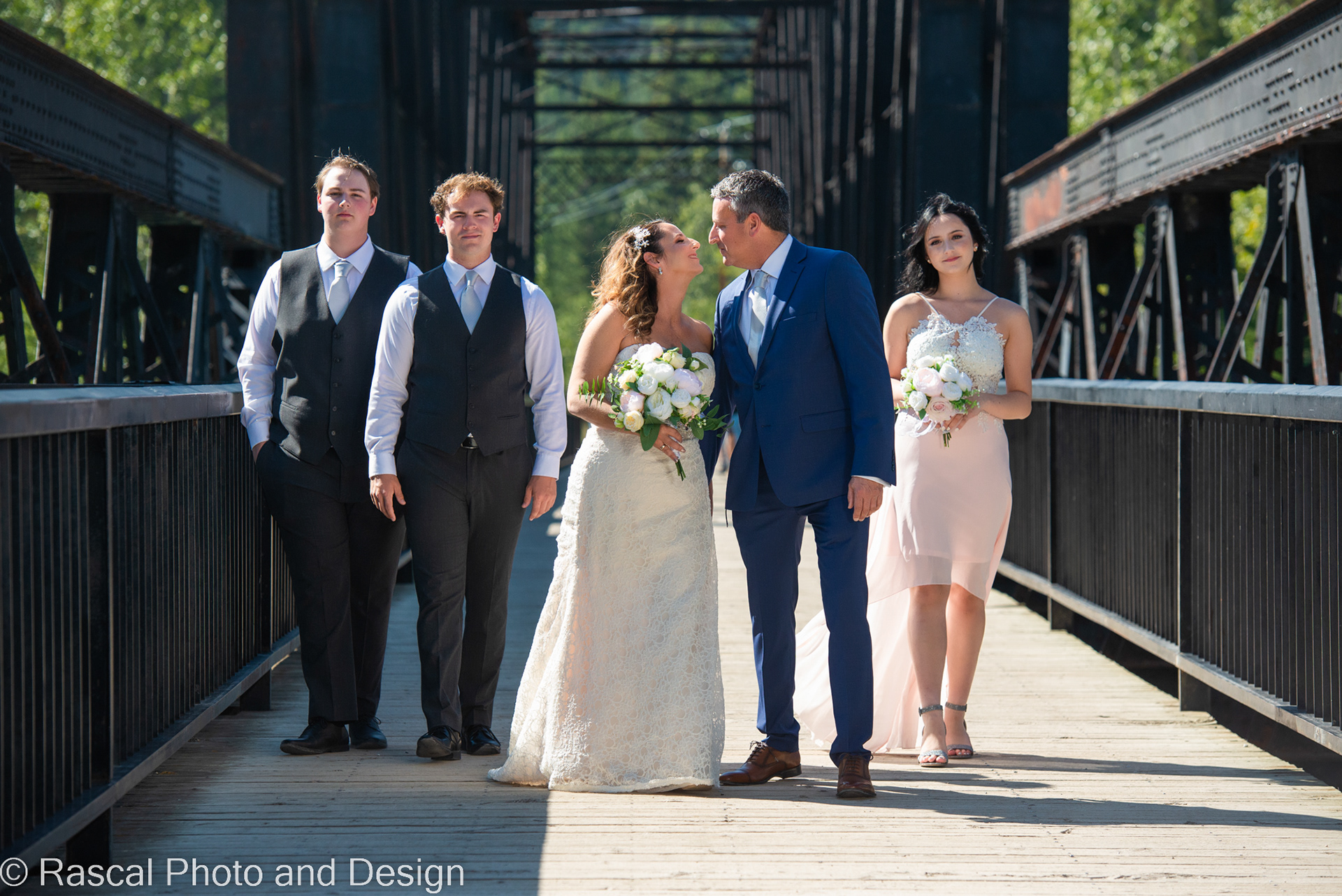 wedding party at engine bridge