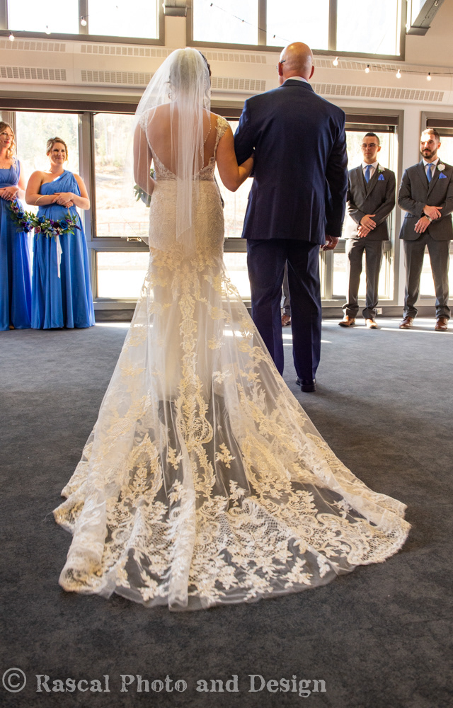 Wedding ceremony at the Nordic Centre in Canmore Alberta with Cornerstone Weddings