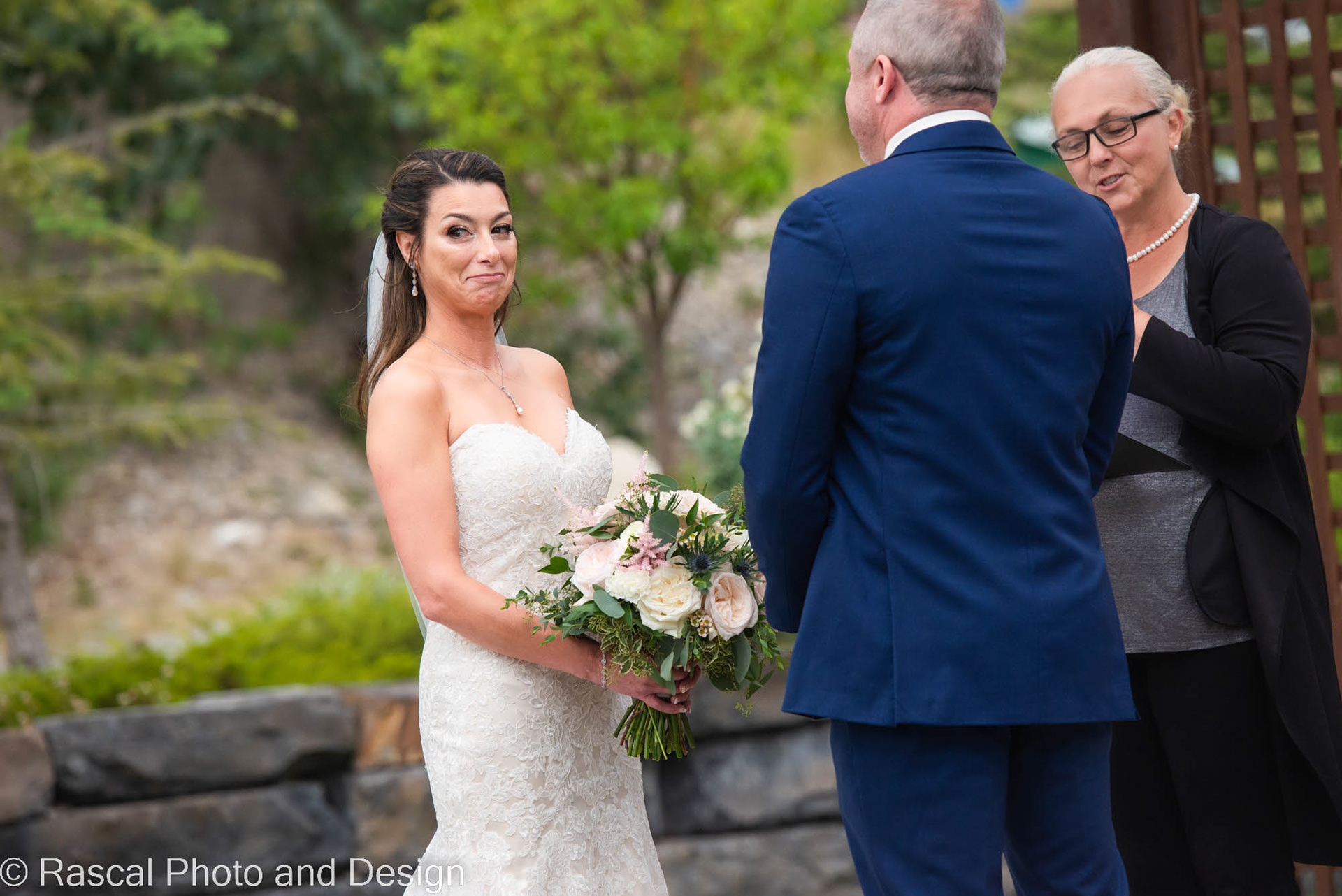 Wedding ceremony at Creekside Villa in Canmore, Alberta