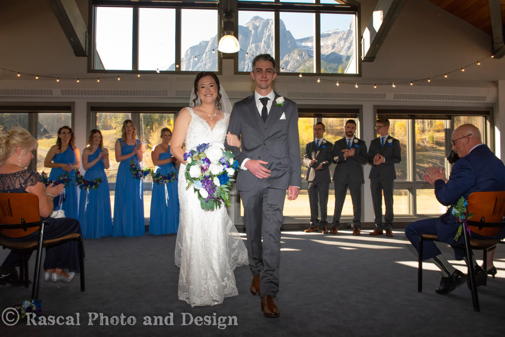 Wedding ceremony at the Nordic Centre in Canmore Alberta with Cornerstone Weddings