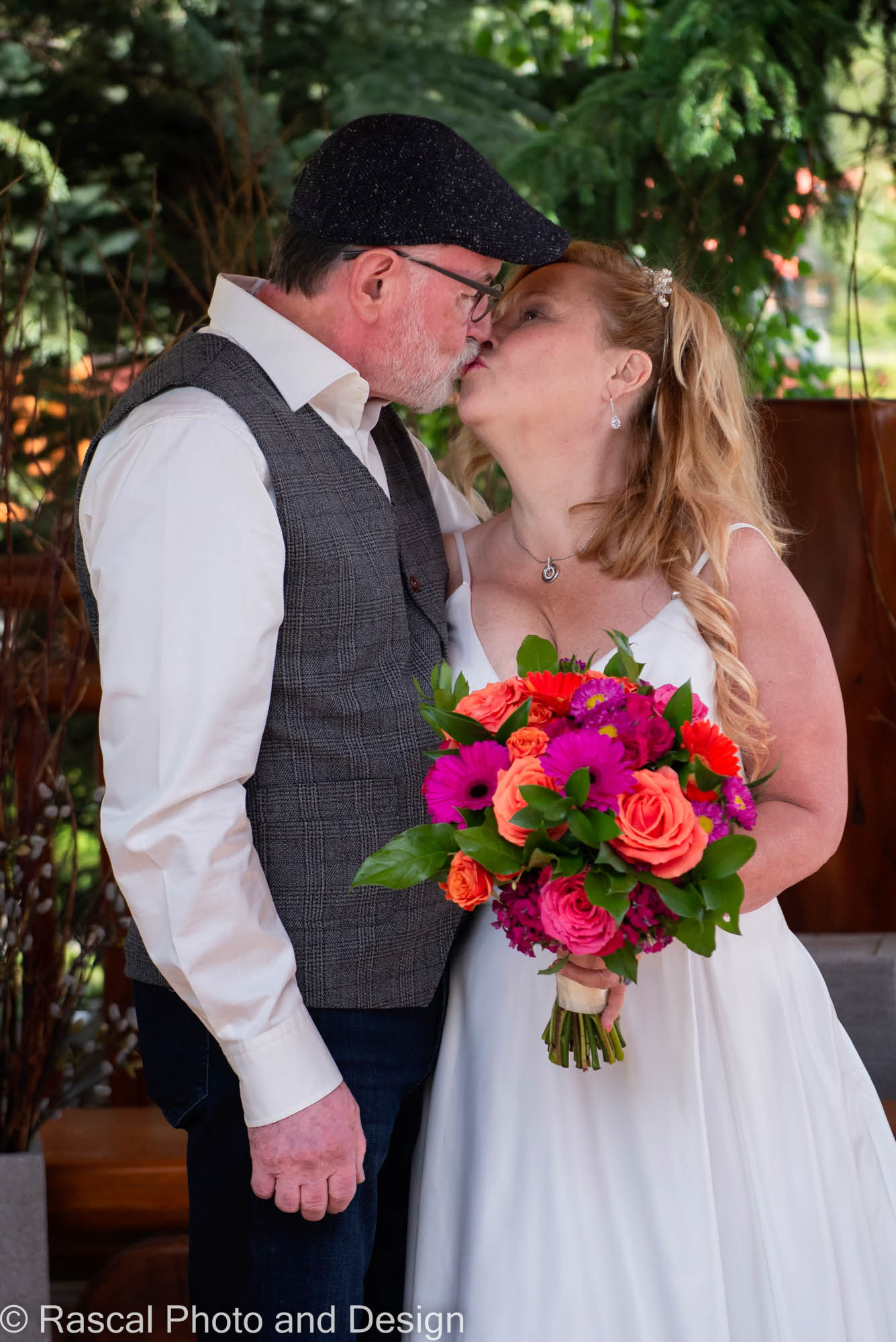 Bride and Groom at Bear and Bison Inn in Canmore Alberta