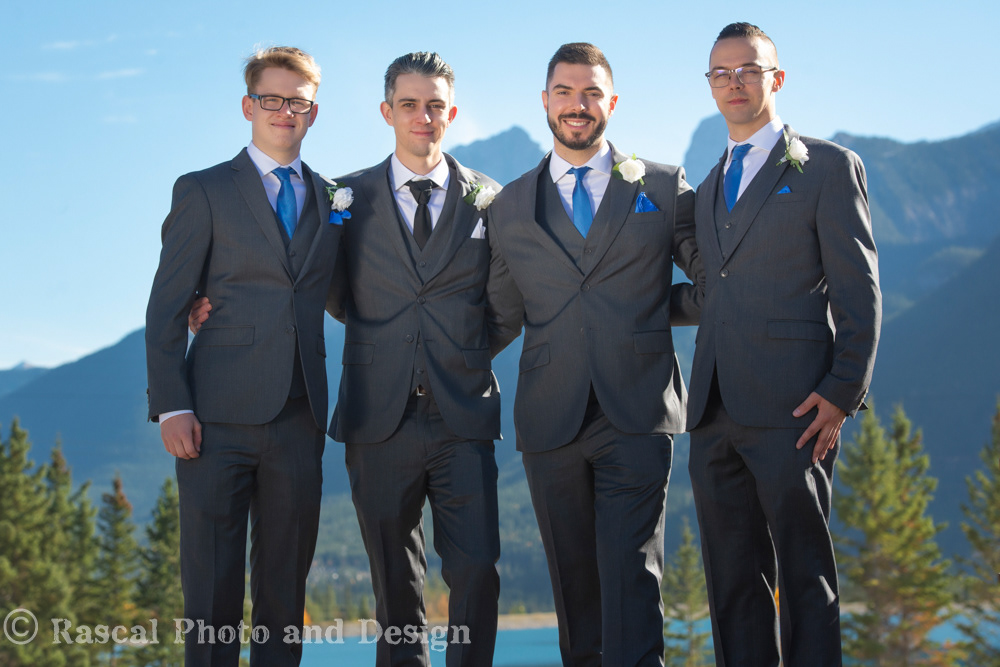 Wedding party at Nordic Centre in Canmore Alberta