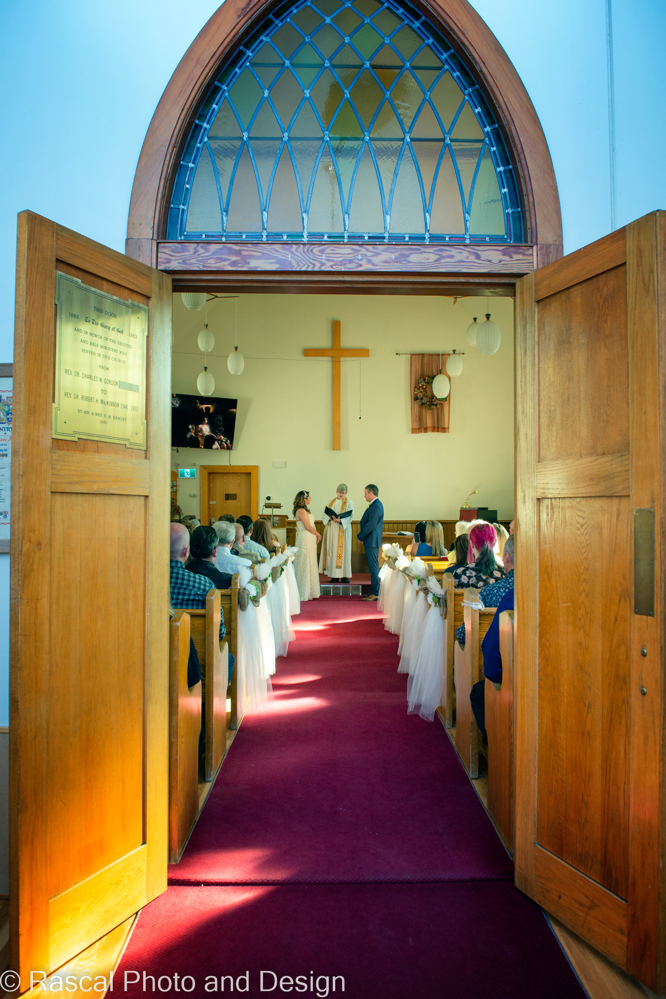 wedding ceremony at the Ralph Connor United Memorial Church in Canmore Alberta